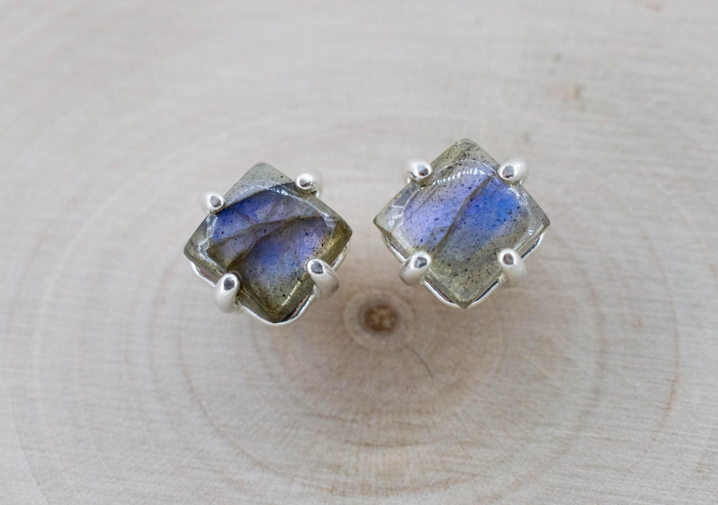 Labradorite Earrings; Natural Untreated Madagascar Labradorite; 2.175cts - Mark Oliver Gems