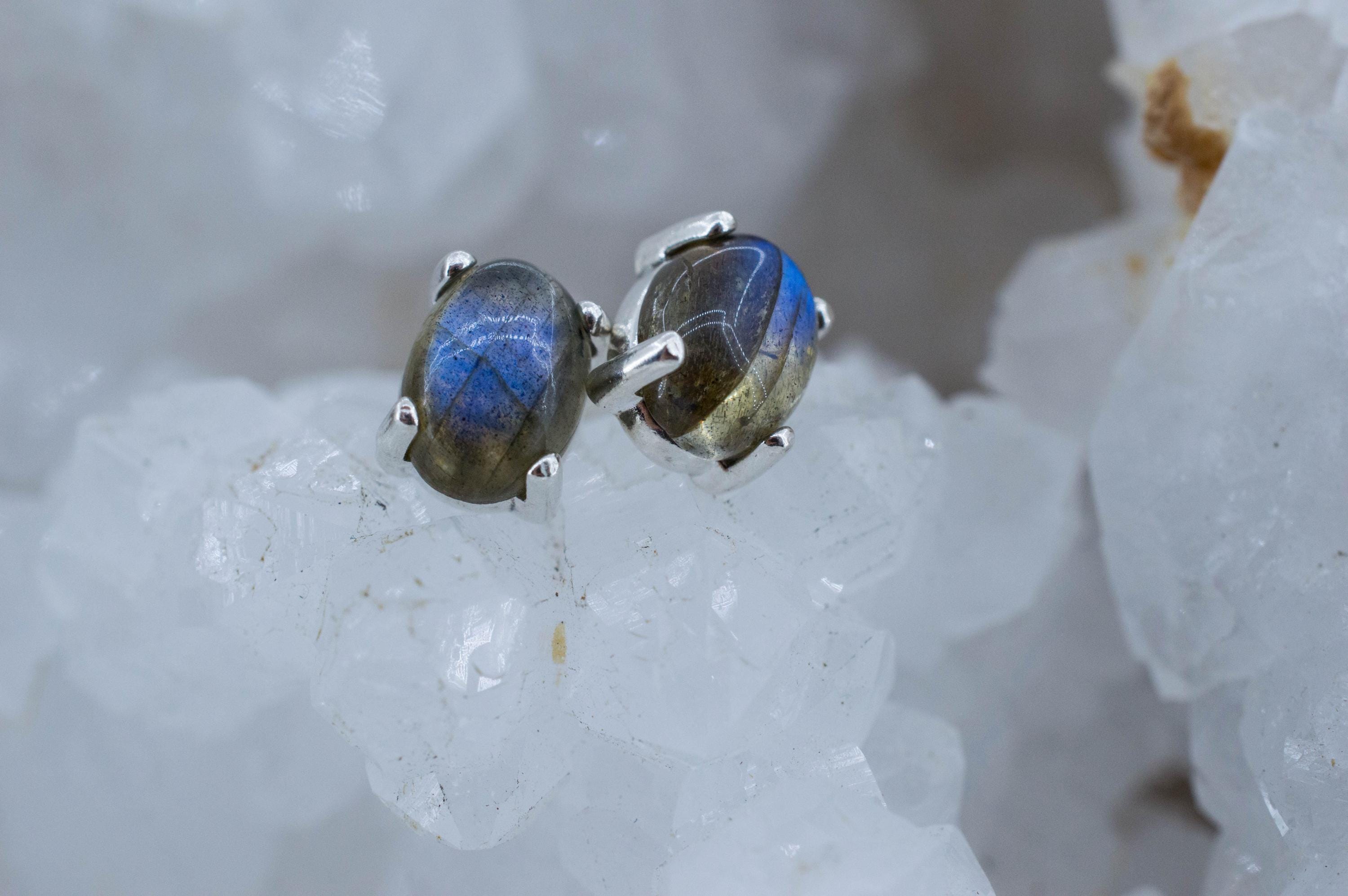 Labradorite Earrings; Natural Untreated Madagascar Labradorite; 2.590cts - Mark Oliver Gems