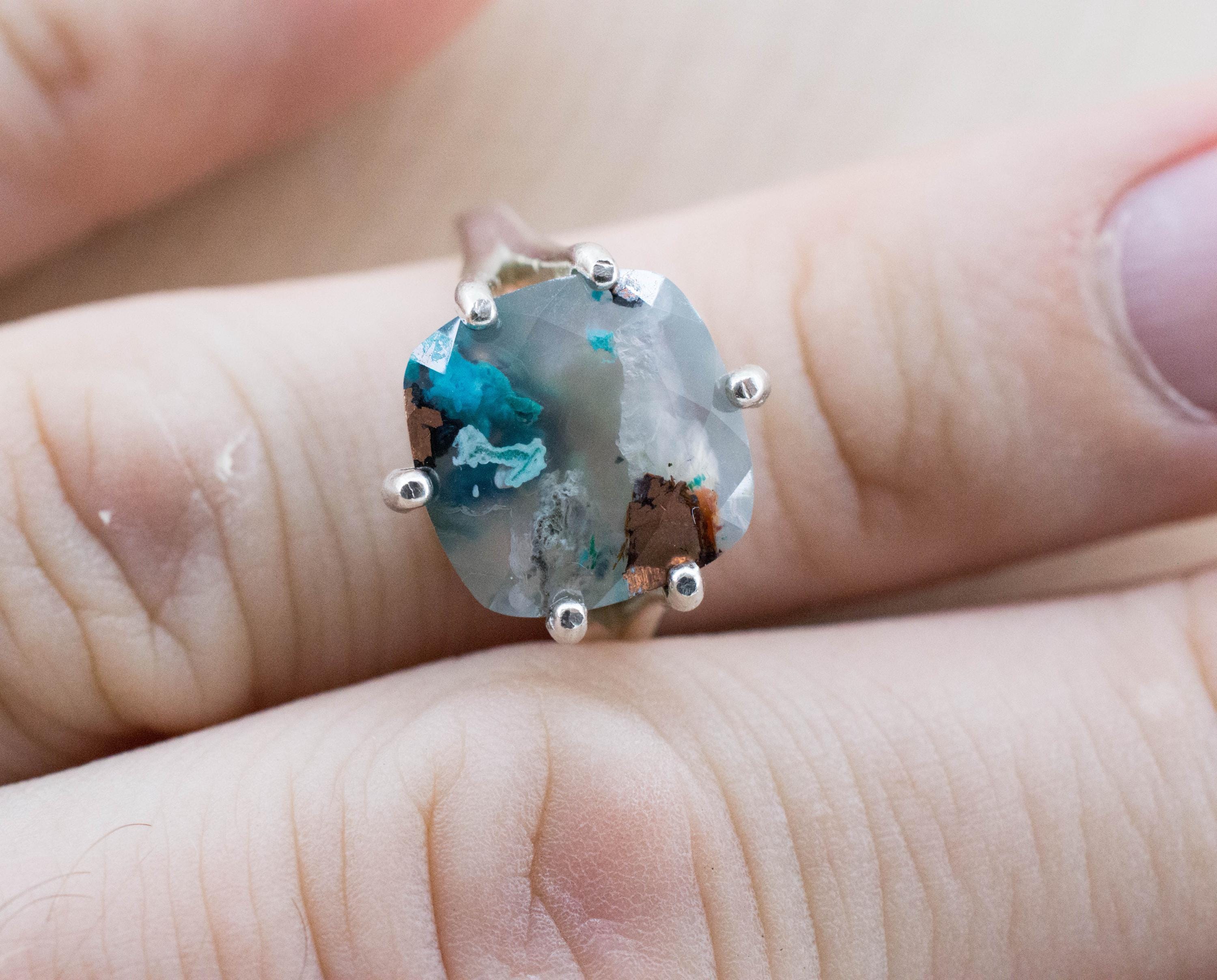 Aquadite™ Ring; Natural Untreated Indonesia Copper Chalcedony; 6.400cts - Mark Oliver Gems