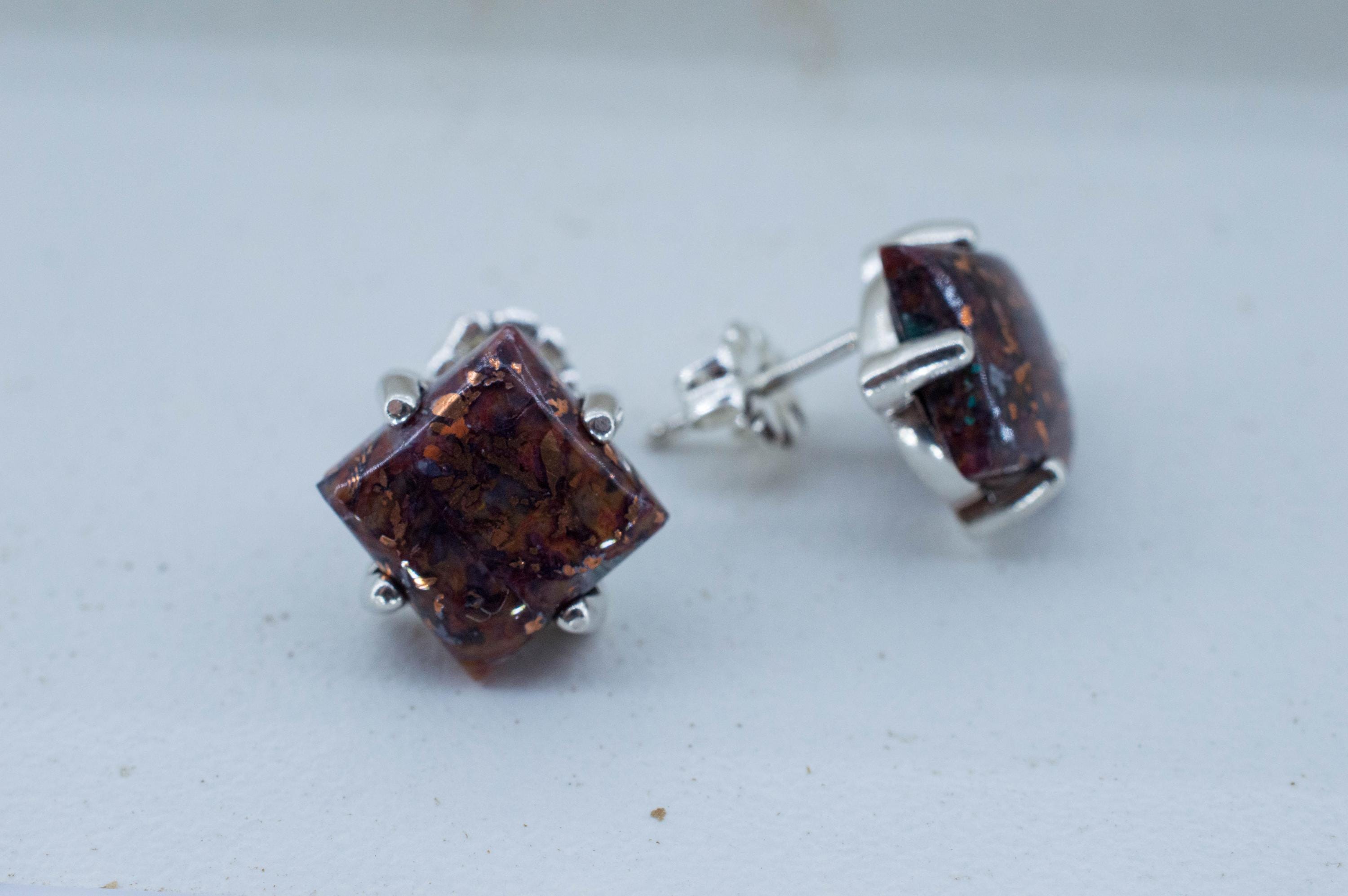 Aquadite™ Earrings; Natural Untreated Indonesia Copper Chalcedony; 8.930cts - Mark Oliver Gems
