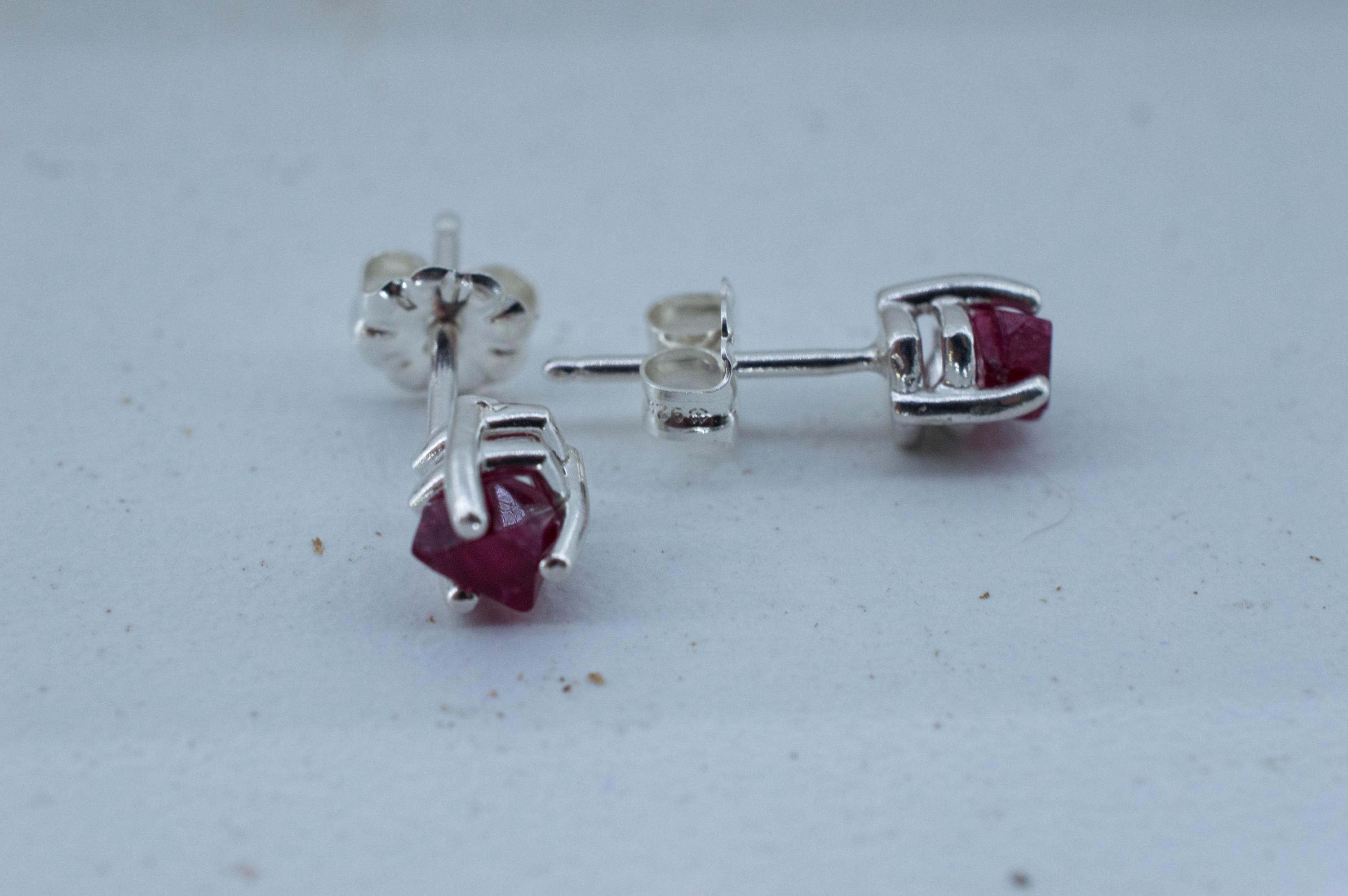 Red Spinel Earrings; Natural Untreated Burma Spinel; 0.740cts - Mark Oliver Gems