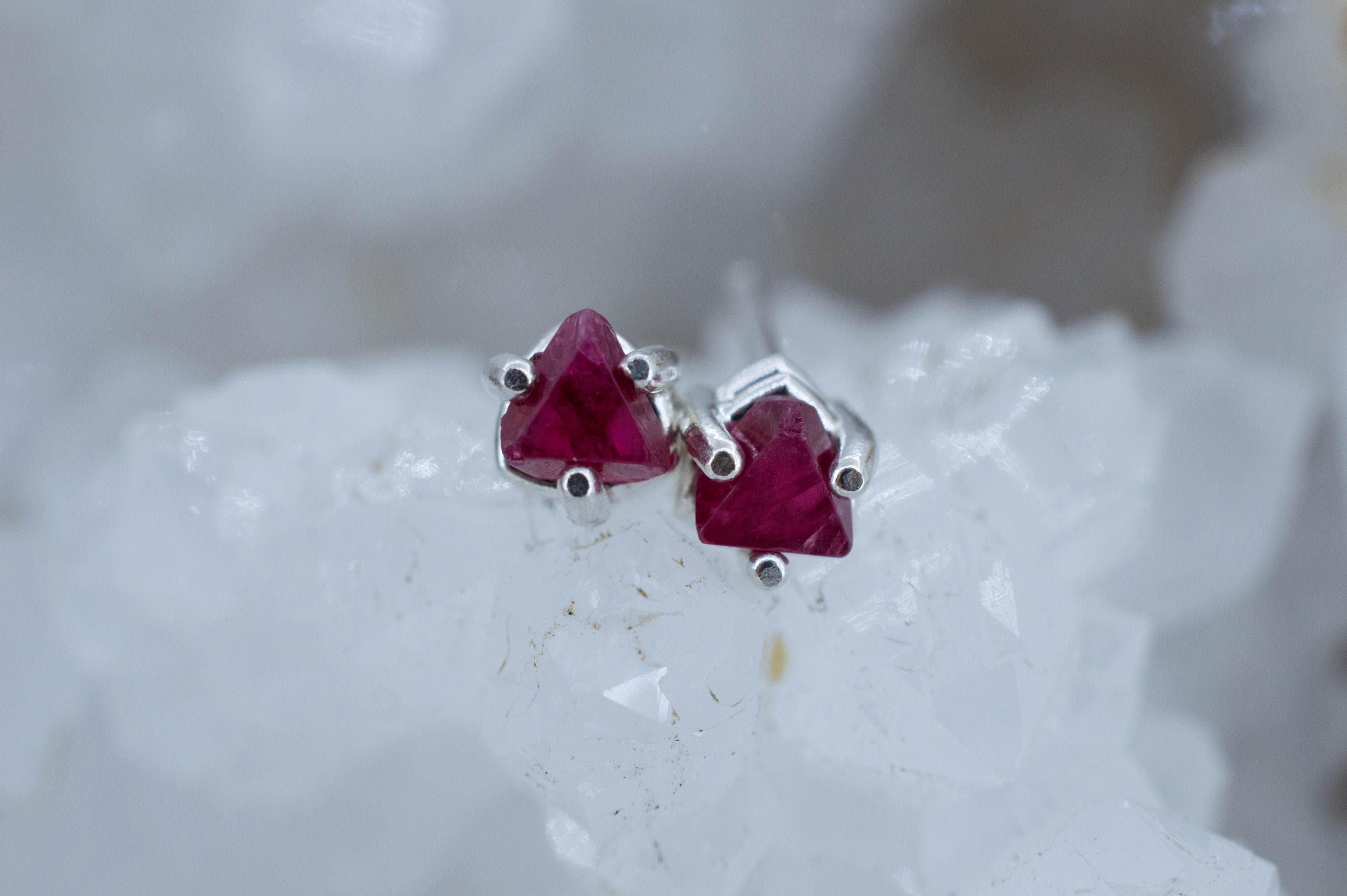Red Spinel Earrings; Natural Untreated Burma Spinel; 0.740cts - Mark Oliver Gems