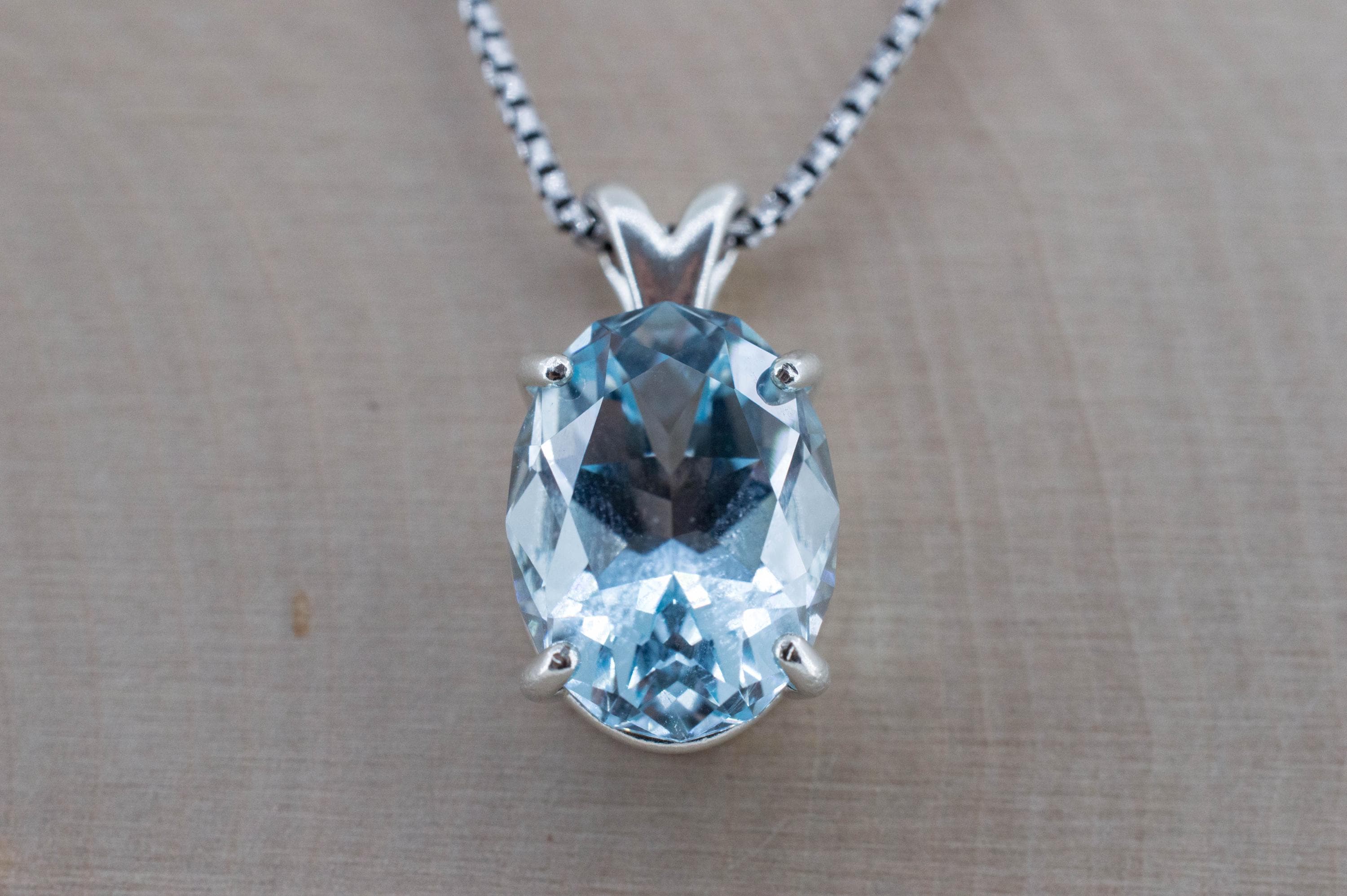 Blue Topaz Pendant; Natural Untreated Ukraine Topaz; 10.700cts - Mark Oliver Gems