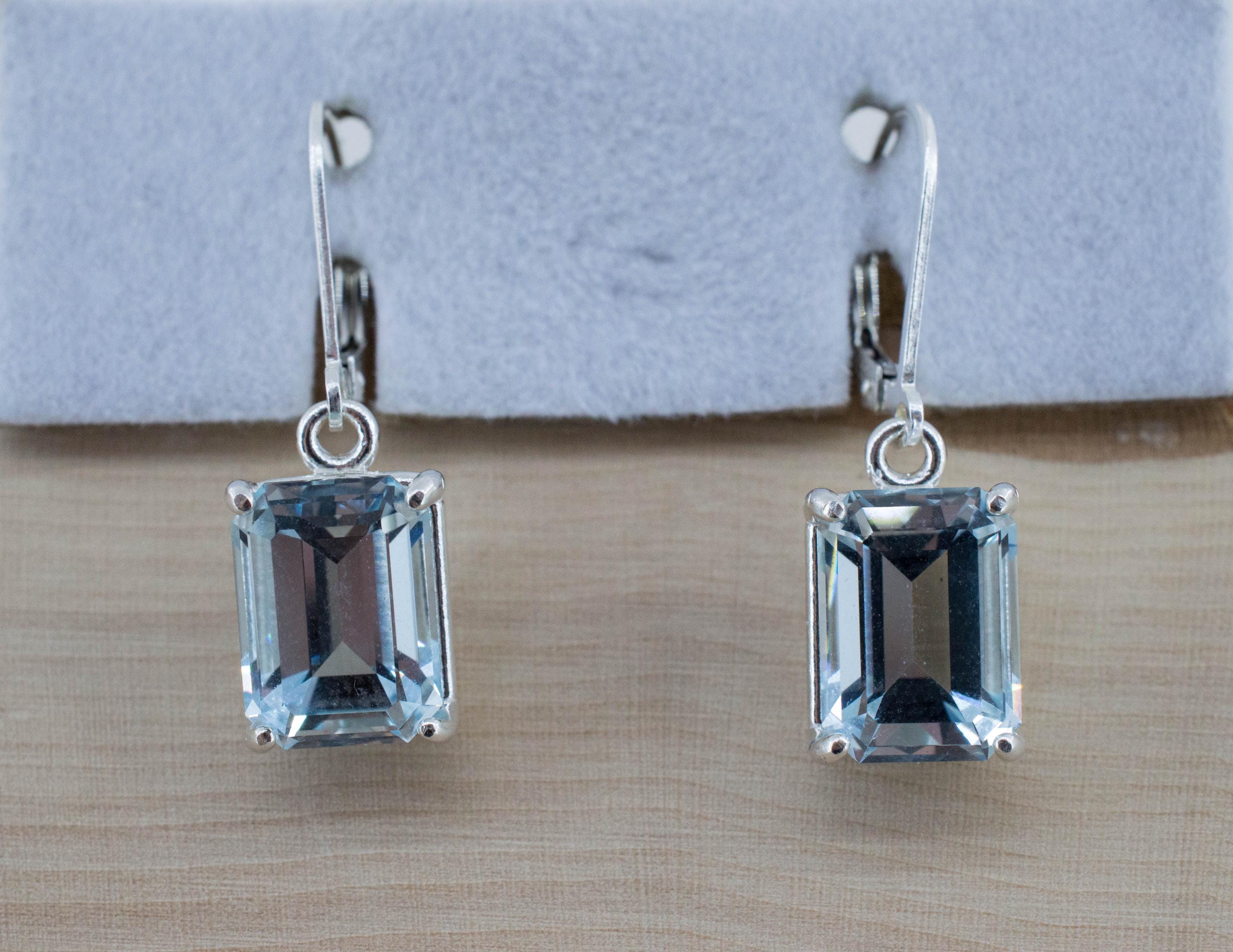 Blue Topaz Earrings; Natural Untreated Ukraine Topaz; 10.230cts - Mark Oliver Gems