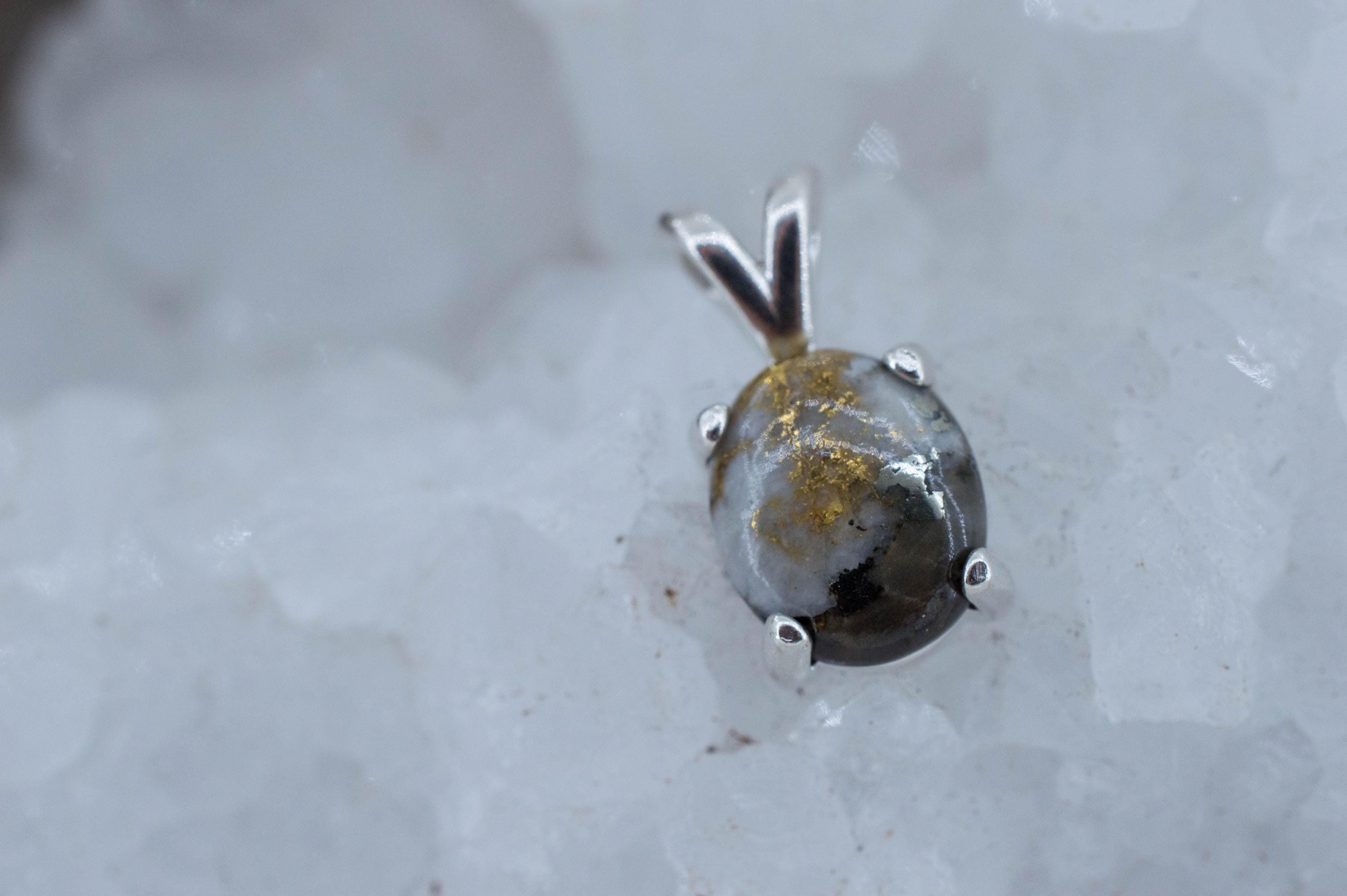 Gold Included Quartz Pendant; Natural Untreated Australia Gold Quartz; 3.195cts - Mark Oliver Gems