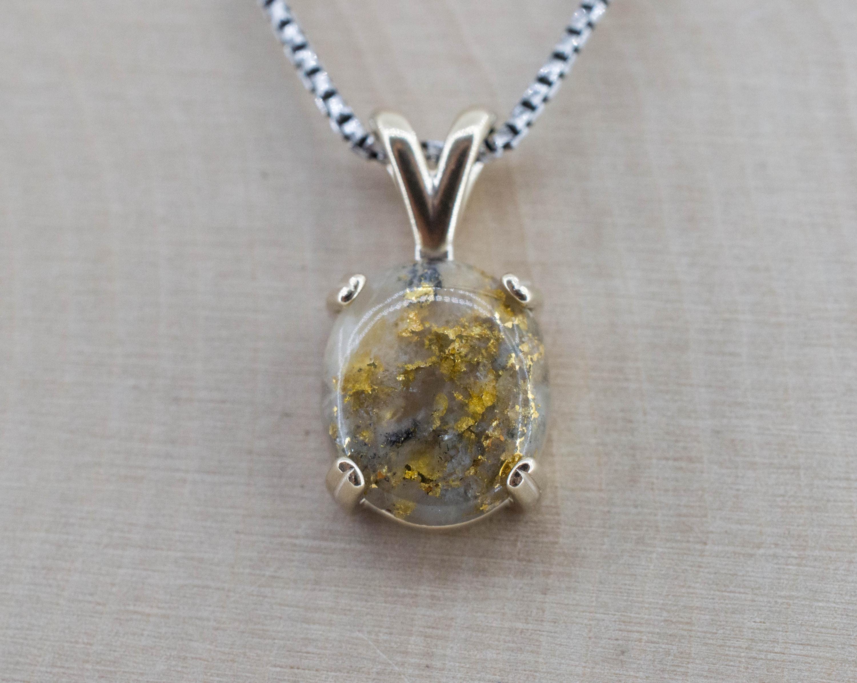Gold Included Quartz Pendant; Natural Untreated Australia Gold Quartz; 4.335cts - Mark Oliver Gems