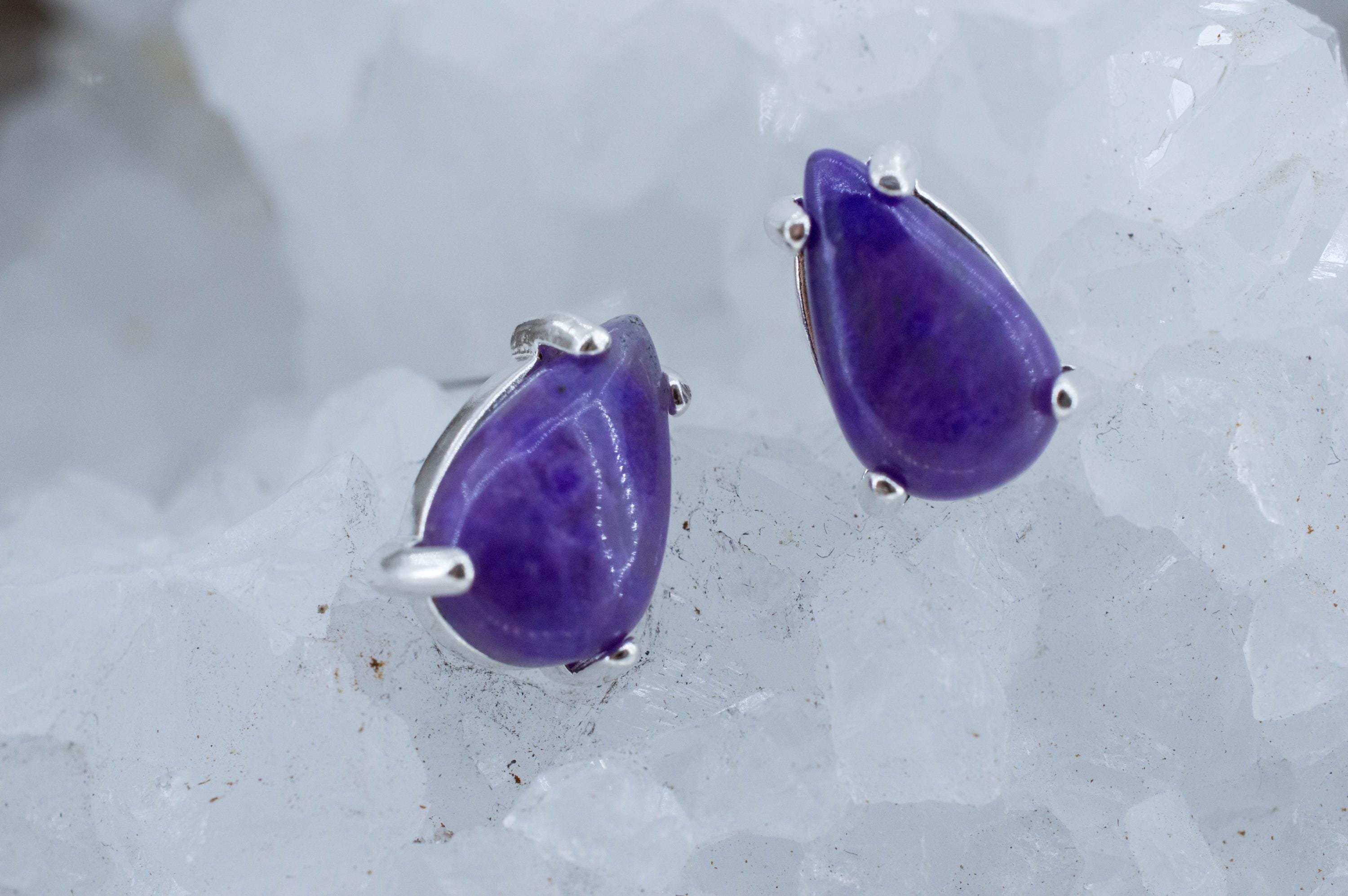 Sugilite Earrings; Natural Untreated South African Sugilite; 4.510cts - Mark Oliver Gems