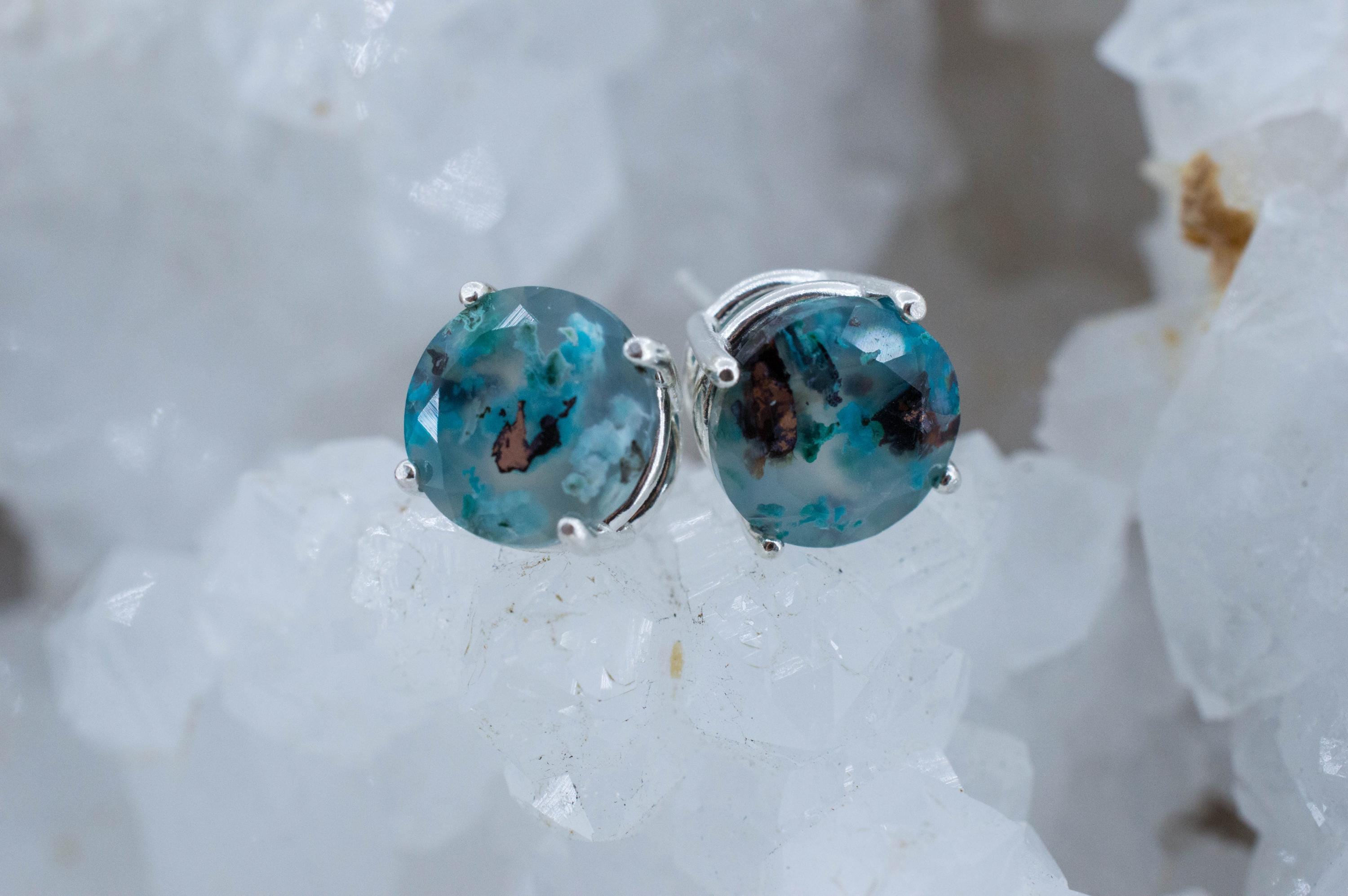 Aquadite™ Earrings; Natural Untreated Indonesia Copper Chalcedony; 5.355cts - Mark Oliver Gems