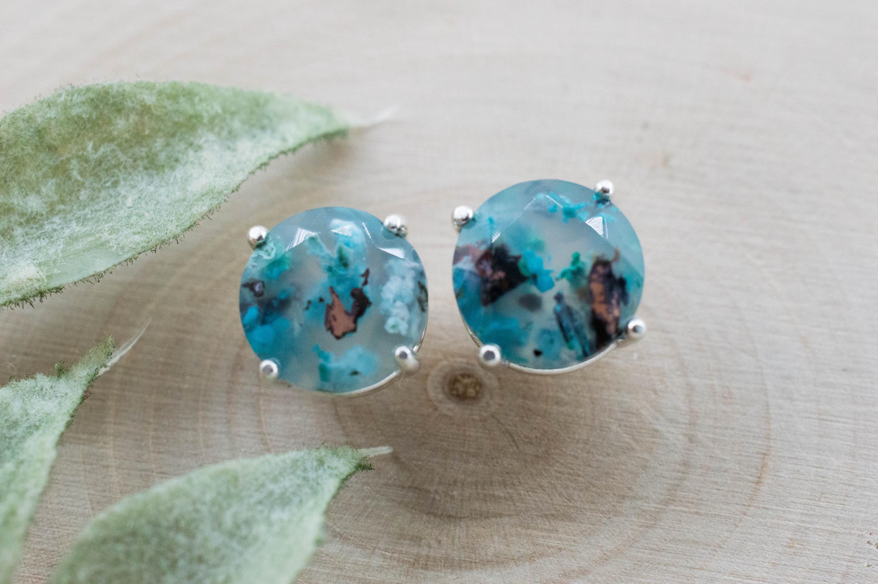 Aquadite™ Earrings; Natural Untreated Indonesia Copper Chalcedony; 5.355cts - Mark Oliver Gems