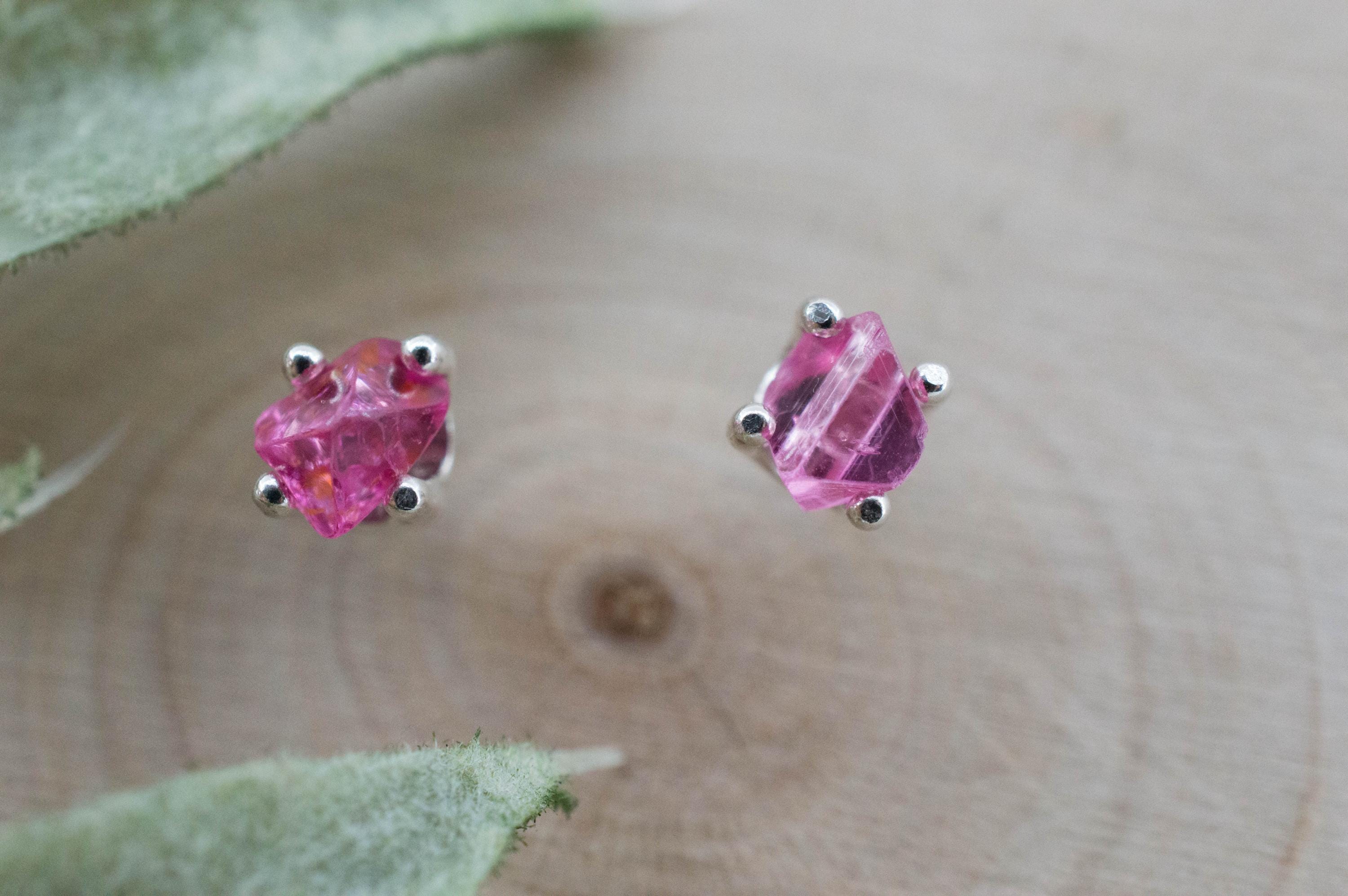 Neon Pink Spinel Earrings; Natural Untreated Burma Spinel; 0.725cts - Mark Oliver Gems