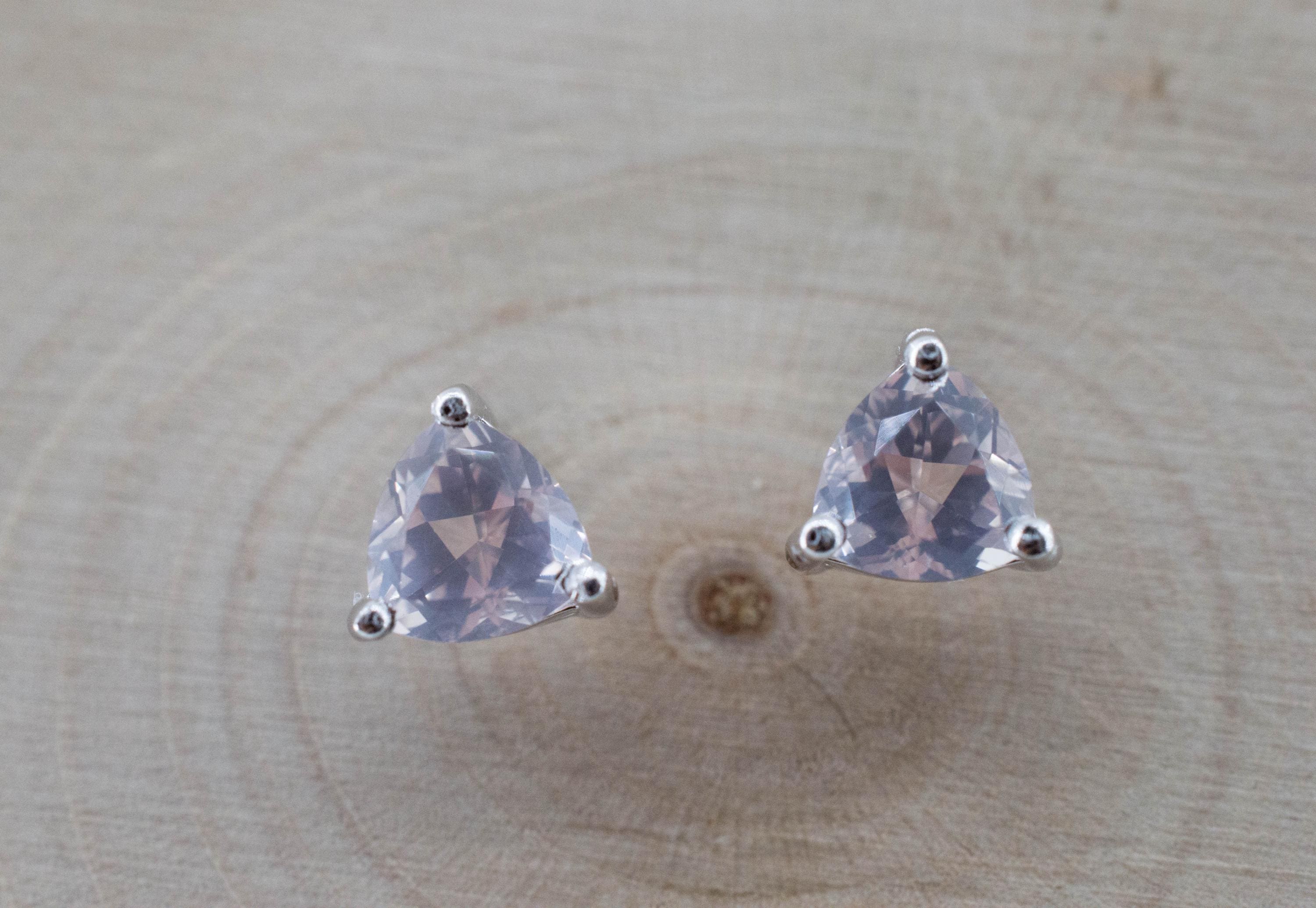 Rose Quartz Earrings; Natural Untreated Brazil Rose Quartz; 1.015cts - Mark Oliver Gems