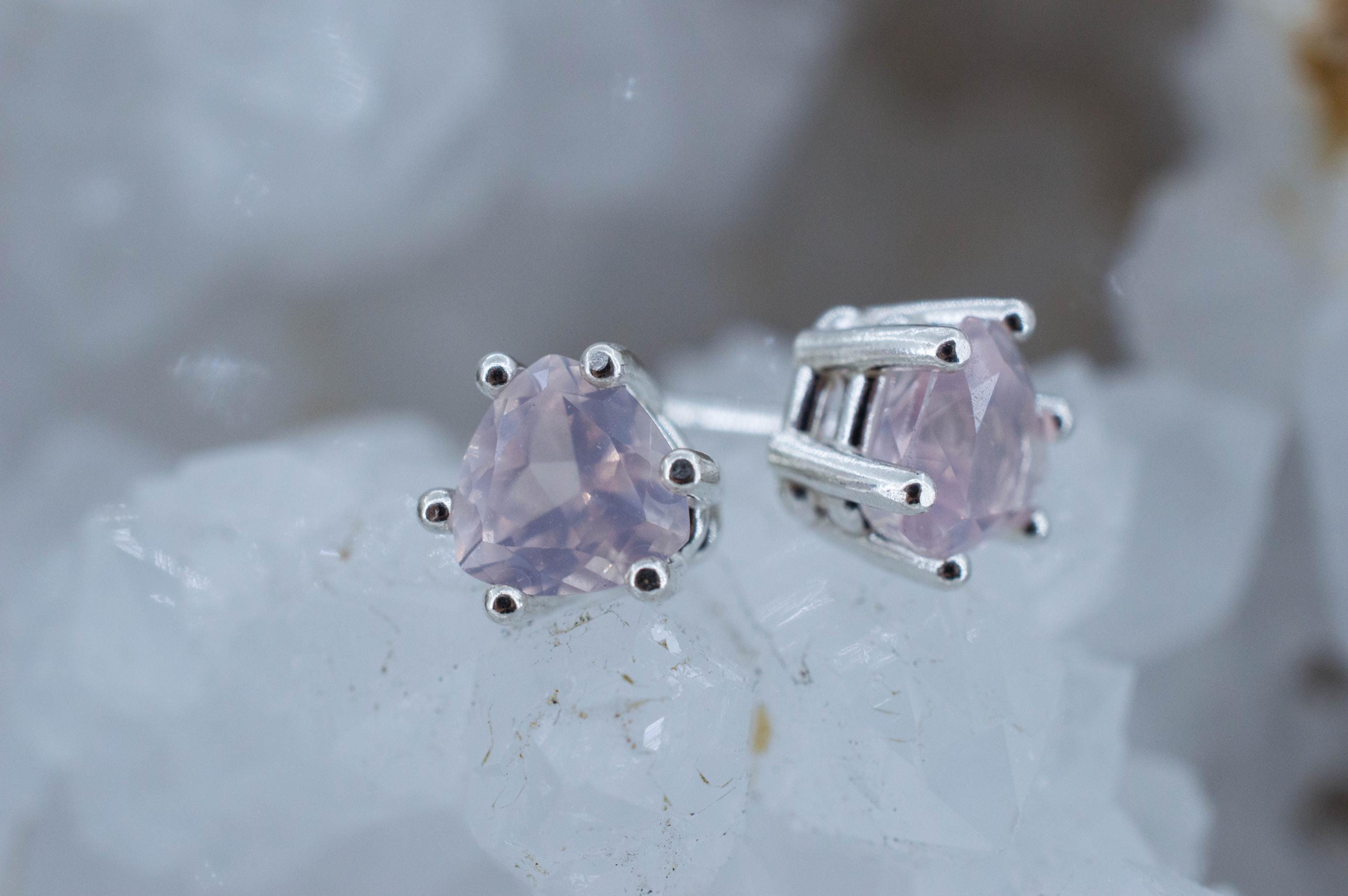 Rose Quartz Earrings; Natural Untreated Brazil Rose Quartz; 1.385cts - Mark Oliver Gems