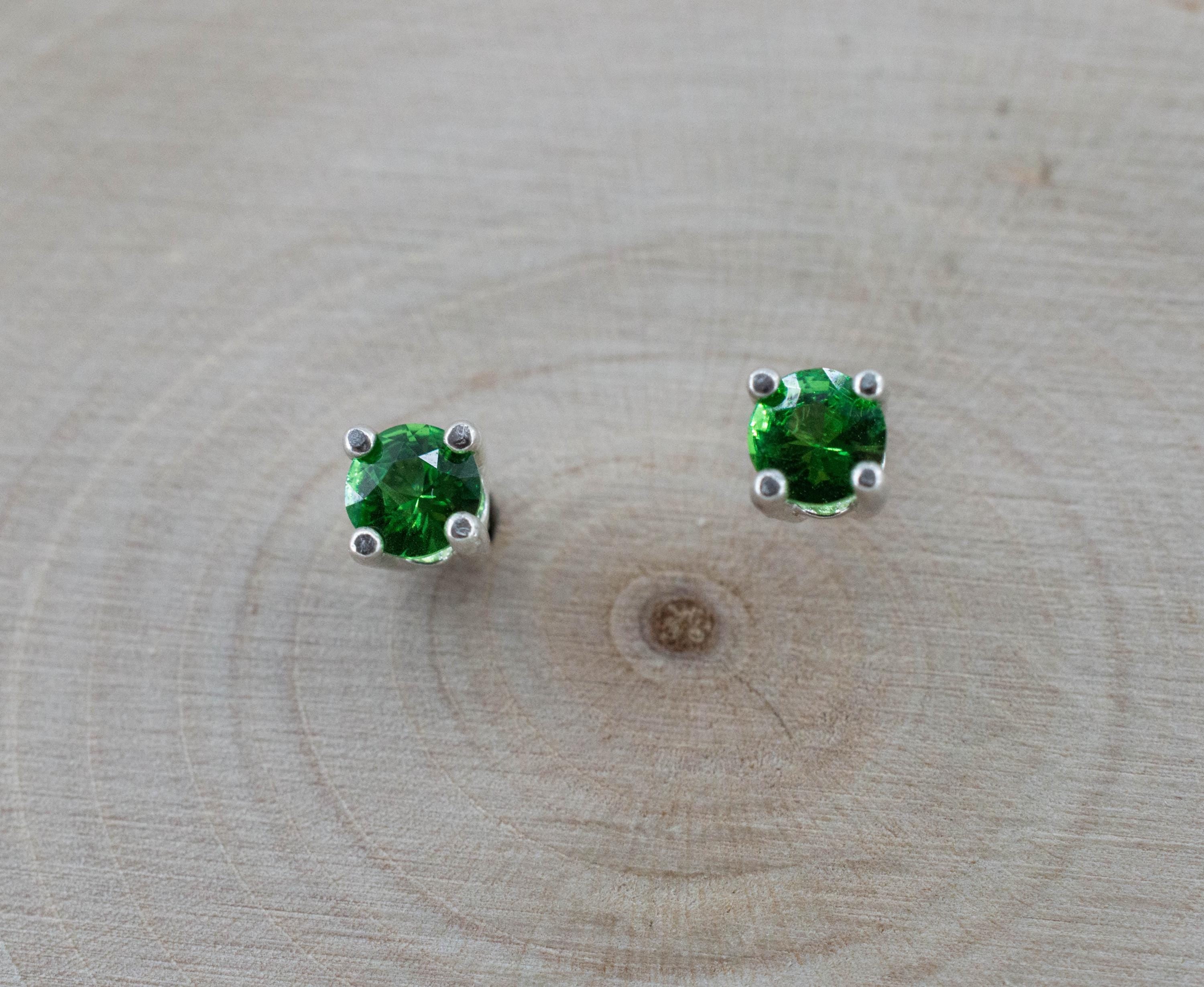 Tsavorite Garnet Earrings; Natural Untreated Kenya Green Garnet; 0.350cts - Mark Oliver Gems