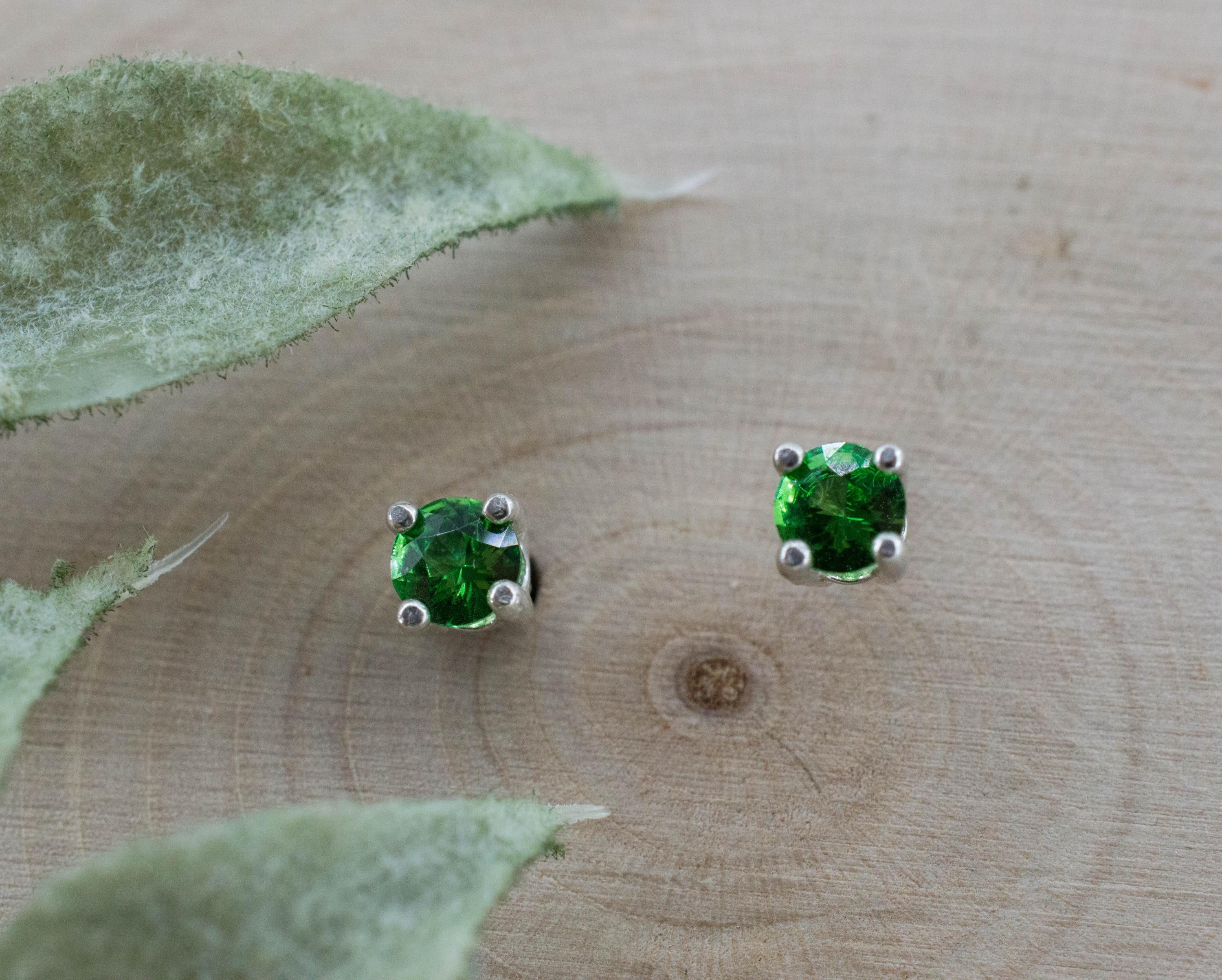 Tsavorite Garnet Earrings; Natural Untreated Kenya Green Garnet; 0.350cts - Mark Oliver Gems