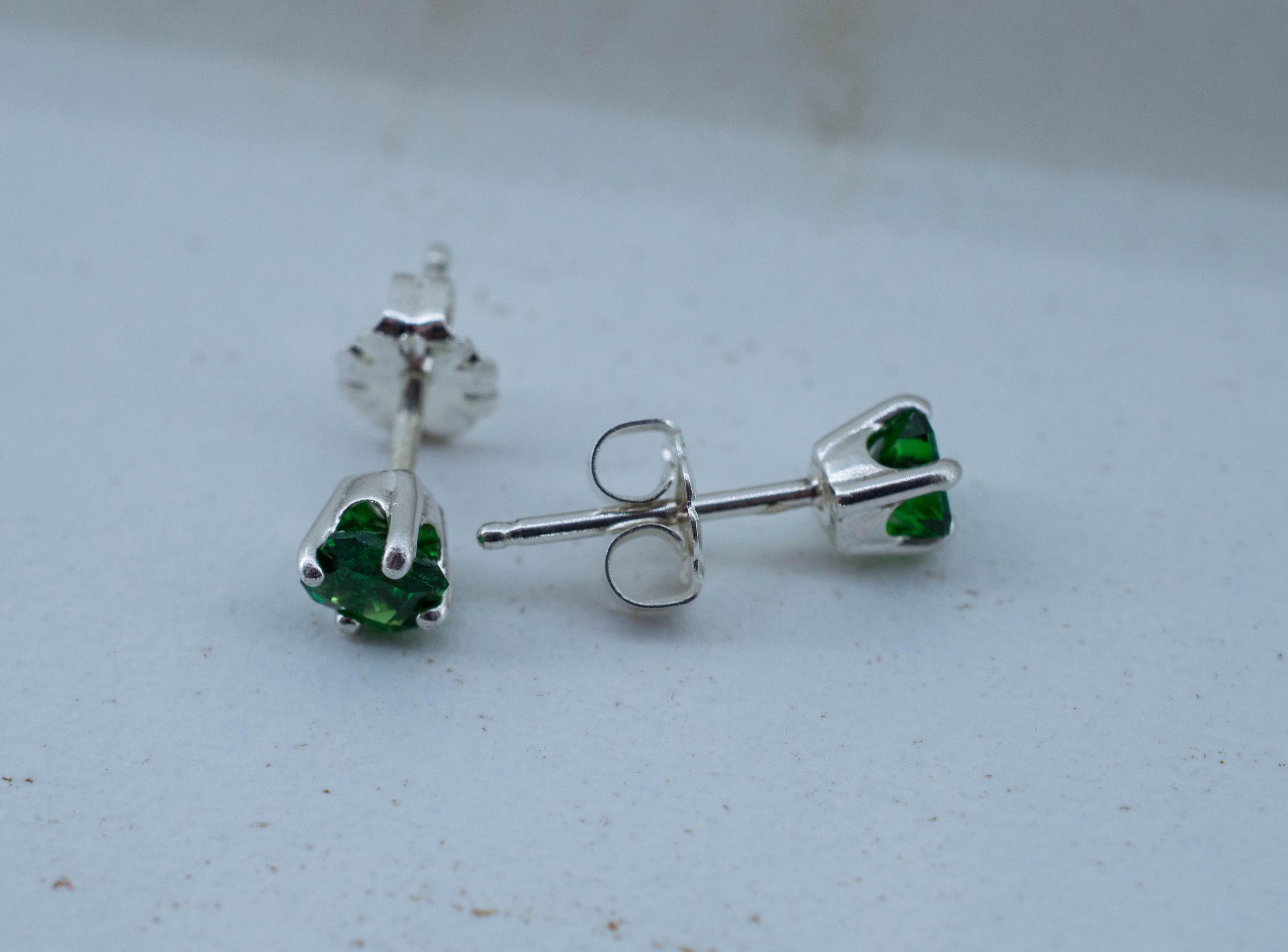 Tsavorite Garnet Earrings; Natural Untreated Kenya Green Garnet; 0.680cts - Mark Oliver Gems