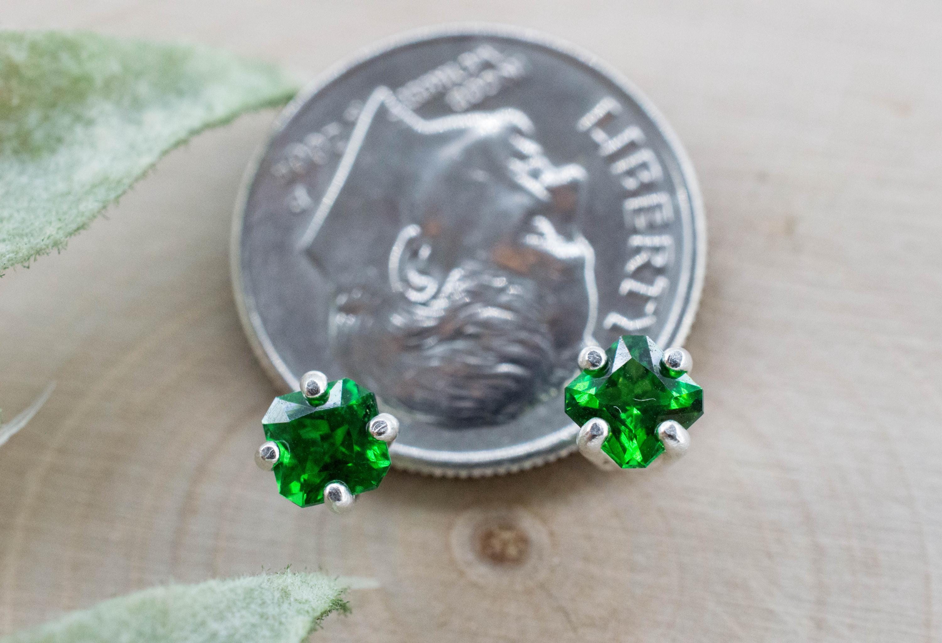 Tsavorite Garnet Earrings; Natural Untreated Kenya Green Garnet; 0.680cts - Mark Oliver Gems