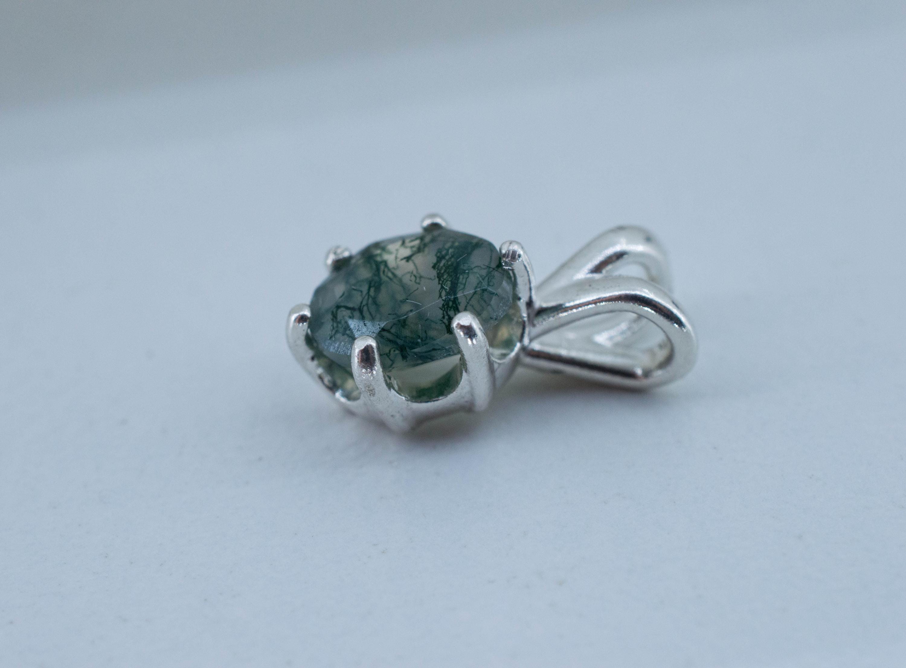 Green Moss Agate Pendant, Natural Untreated India Agate; 1.415cts