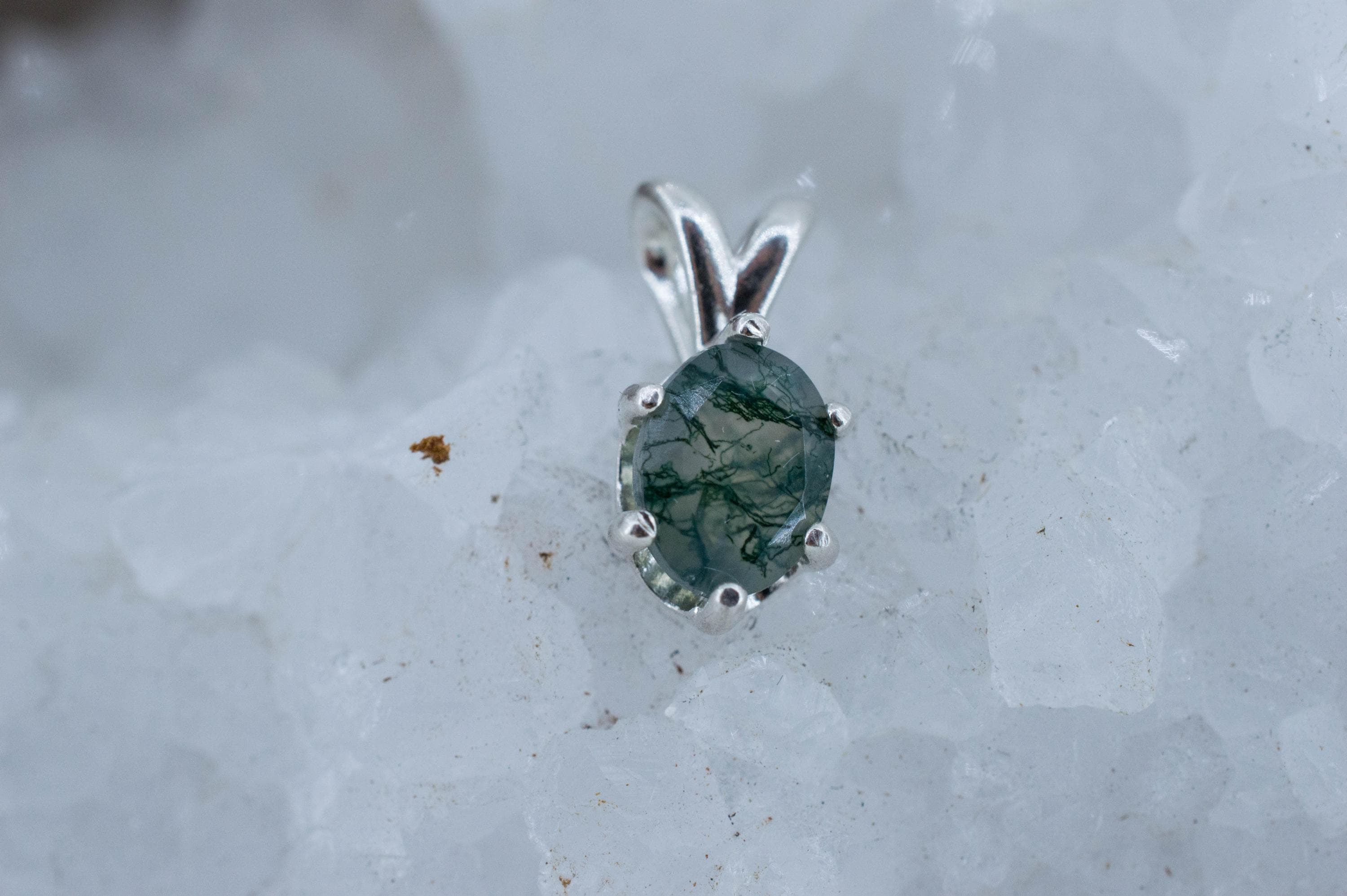 Green Moss Agate Pendant, Natural Untreated India Agate; 1.415cts