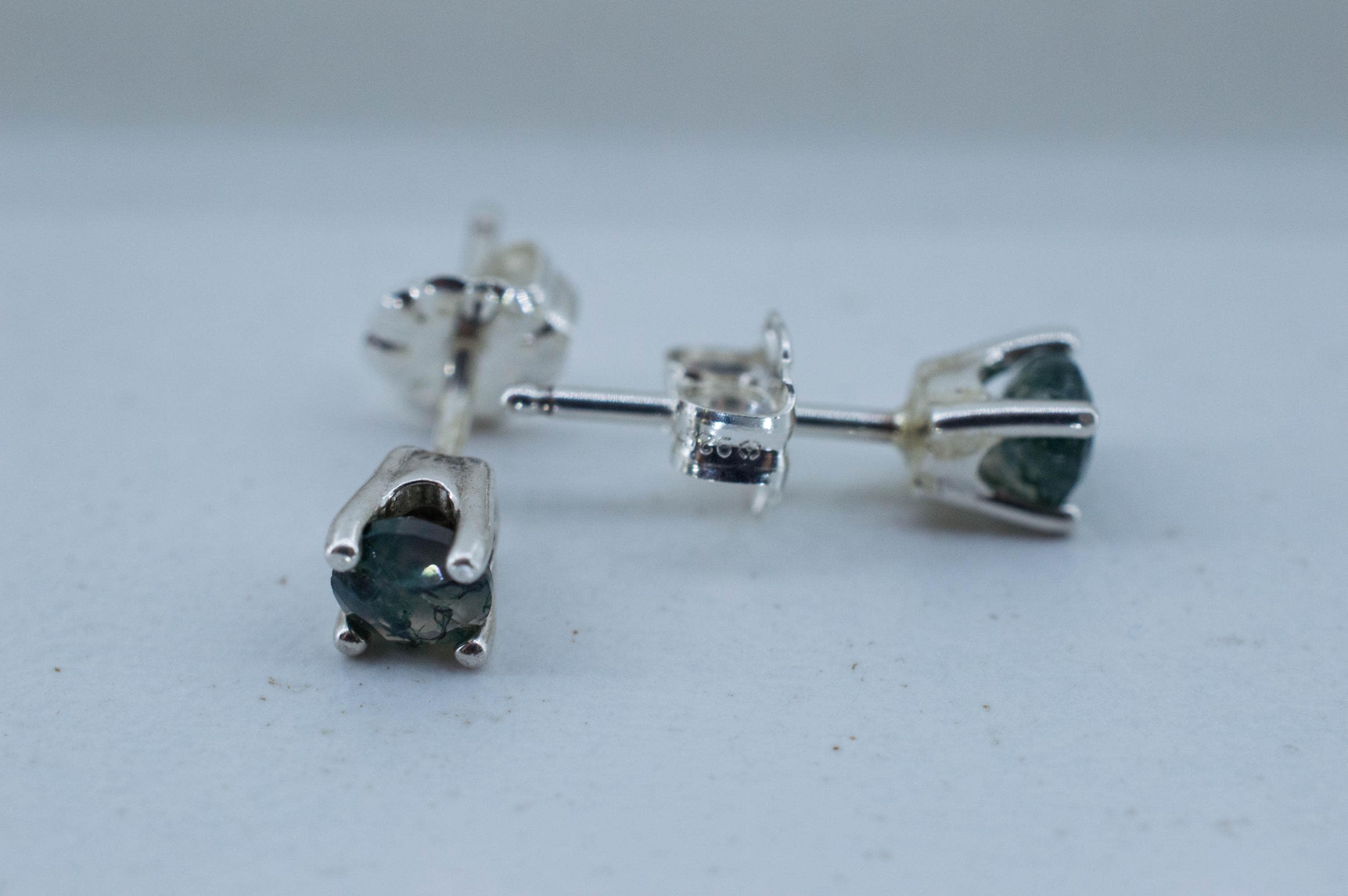Green Moss Agate Earrings, Natural Untreated India Agate; 0.535cts