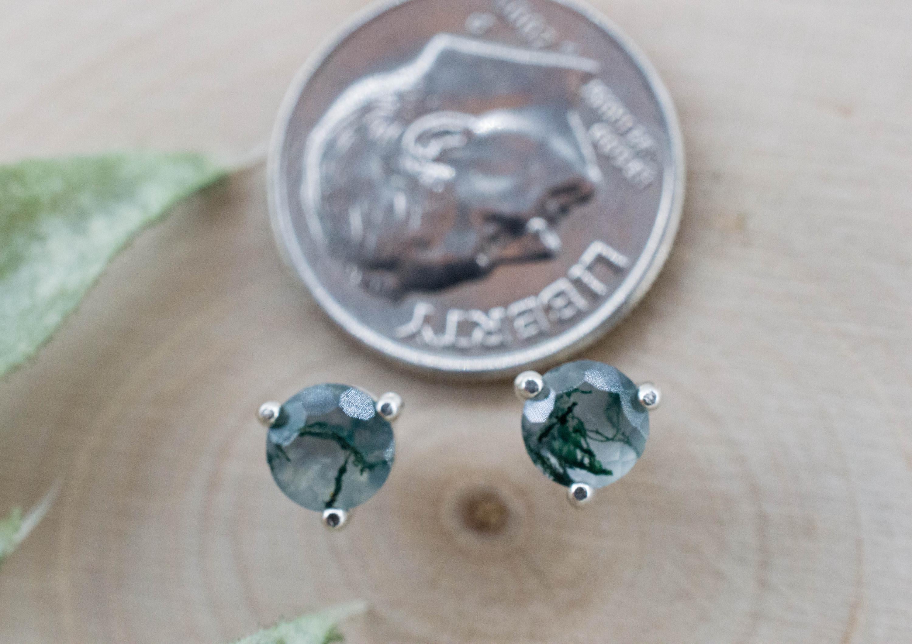 Green Moss Agate Earrings, Natural Untreated India Agate; 0.915cts