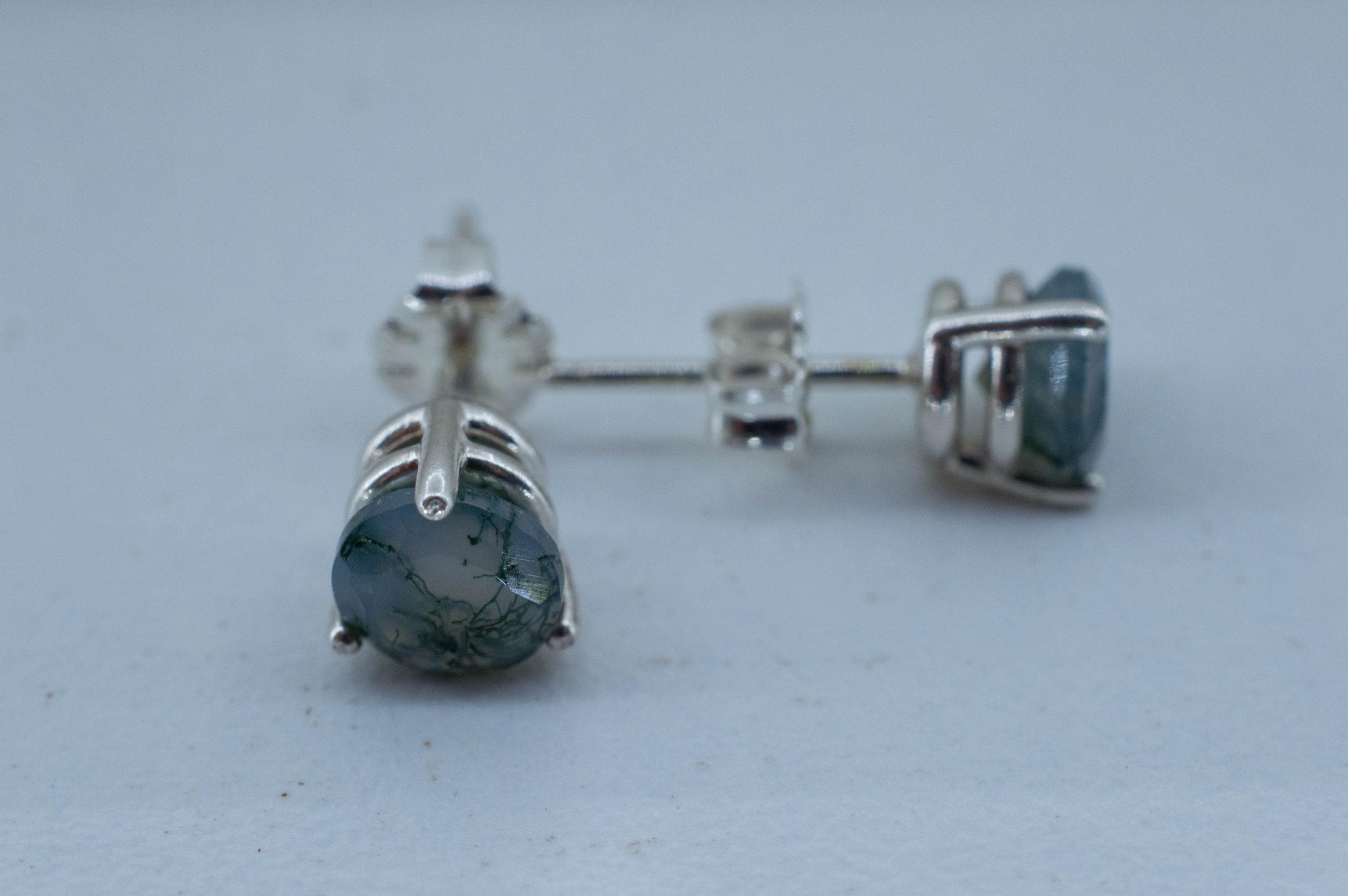 Green Moss Agate Earrings, Natural Untreated India Agate; 1.790cts