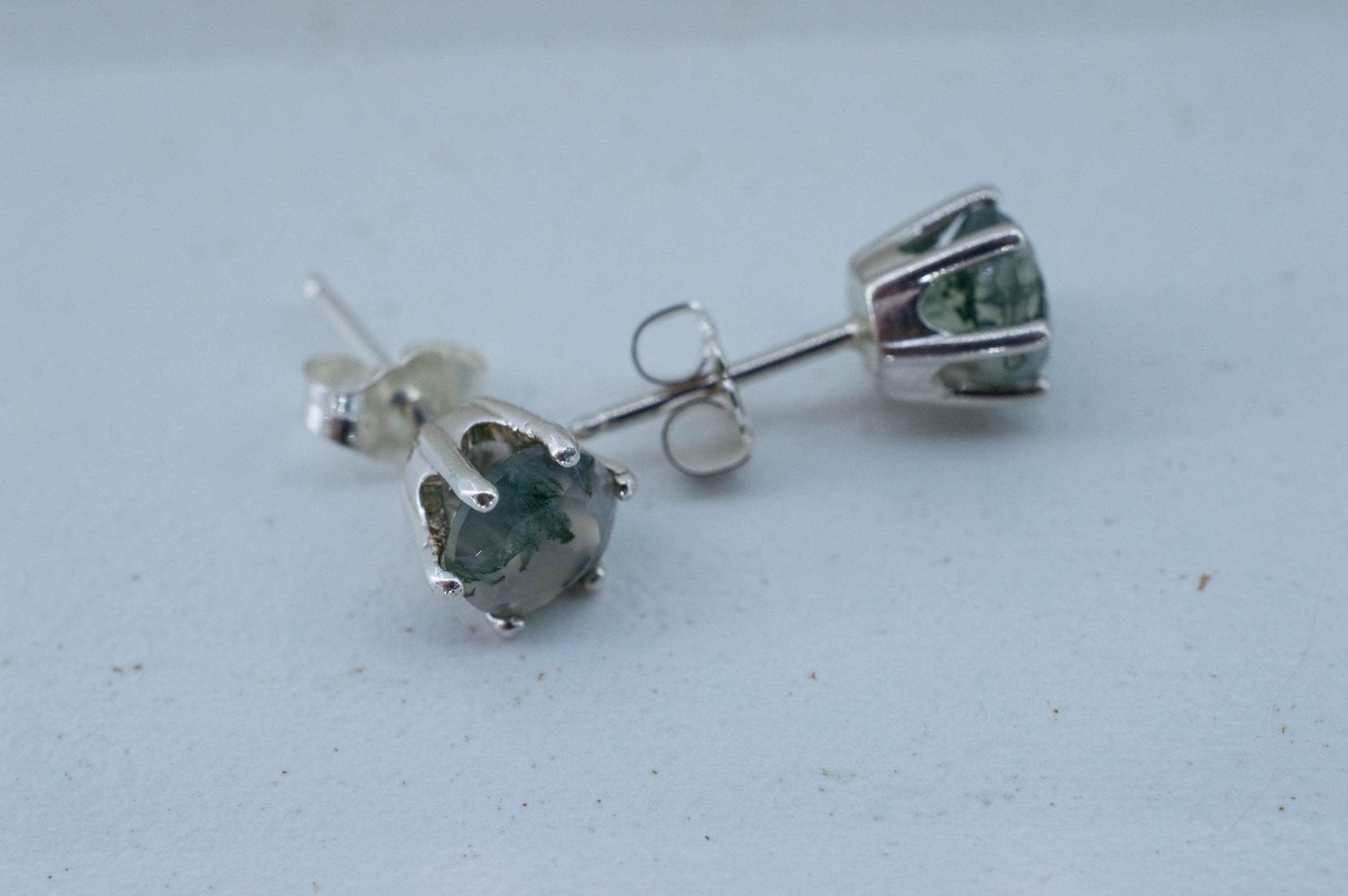 Green Moss Agate Earrings, Natural Untreated India Agate; 1.885cts