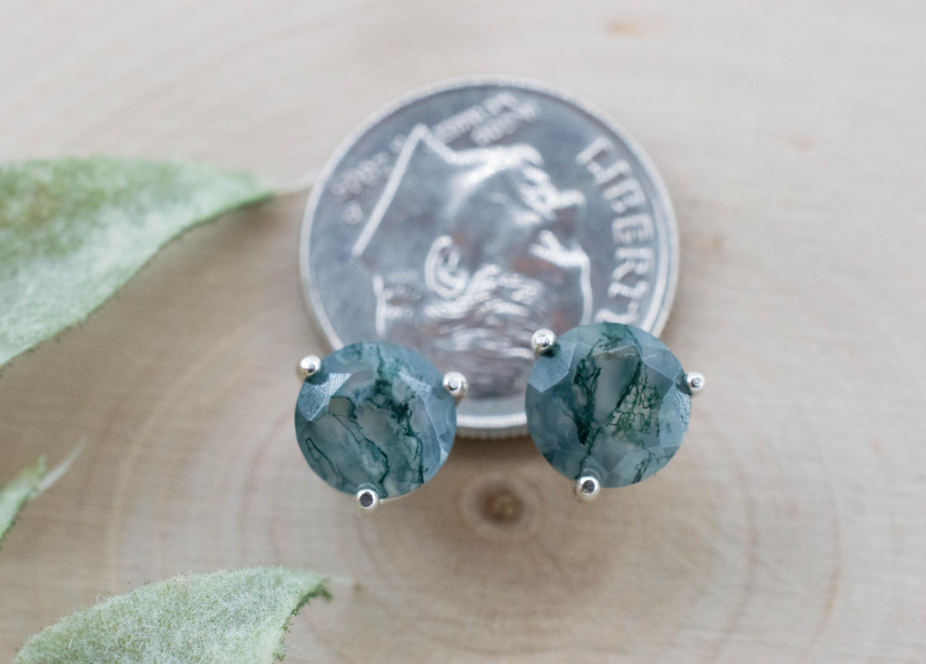 Green Moss Agate Earrings, Natural Untreated India Agate; 2.440cts