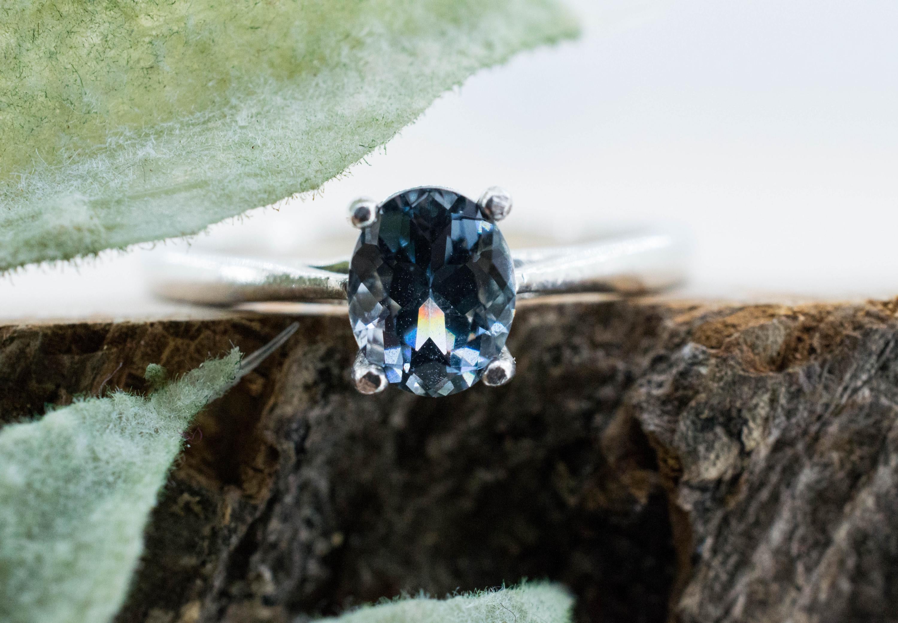 Gray Spinel Ring; Natural Untreated Mozambique Spinel; 0.920cts