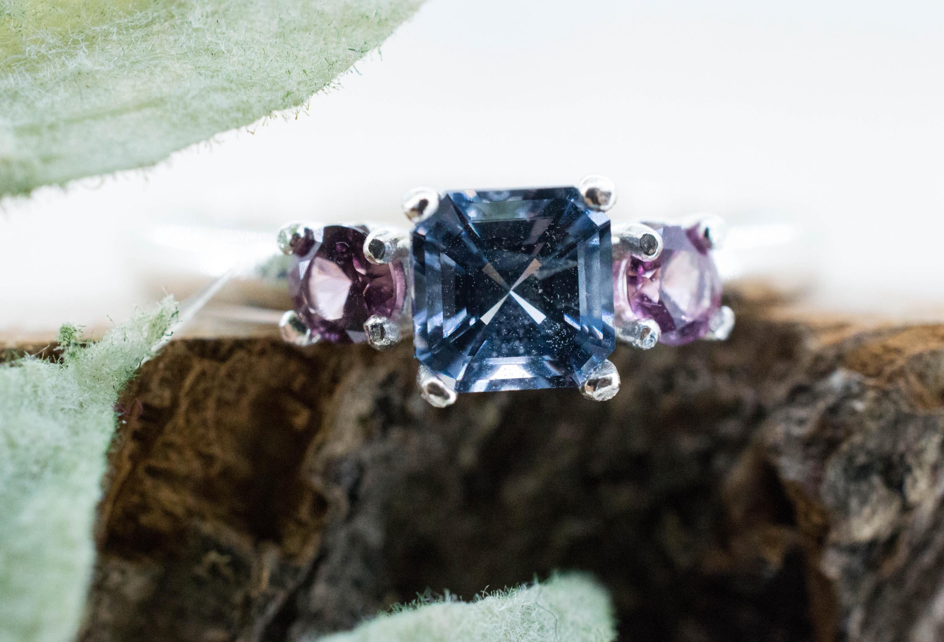 Gray Spinel Ring; Natural Untreated Mozambique and Vietnam Spinel
