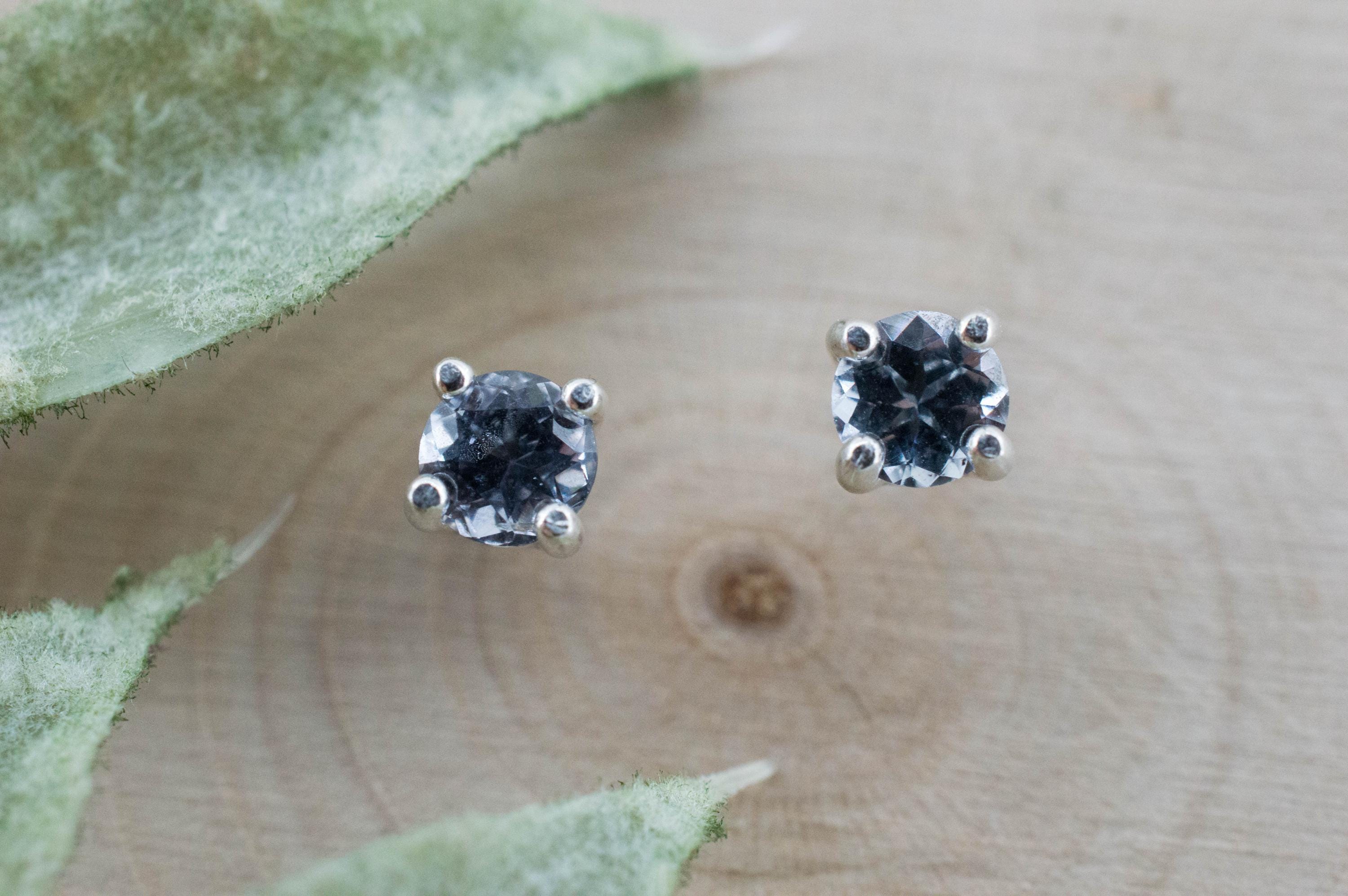 Gray Spinel Earrings; Natural Untreated Mozambique Spinel; 0.585cts