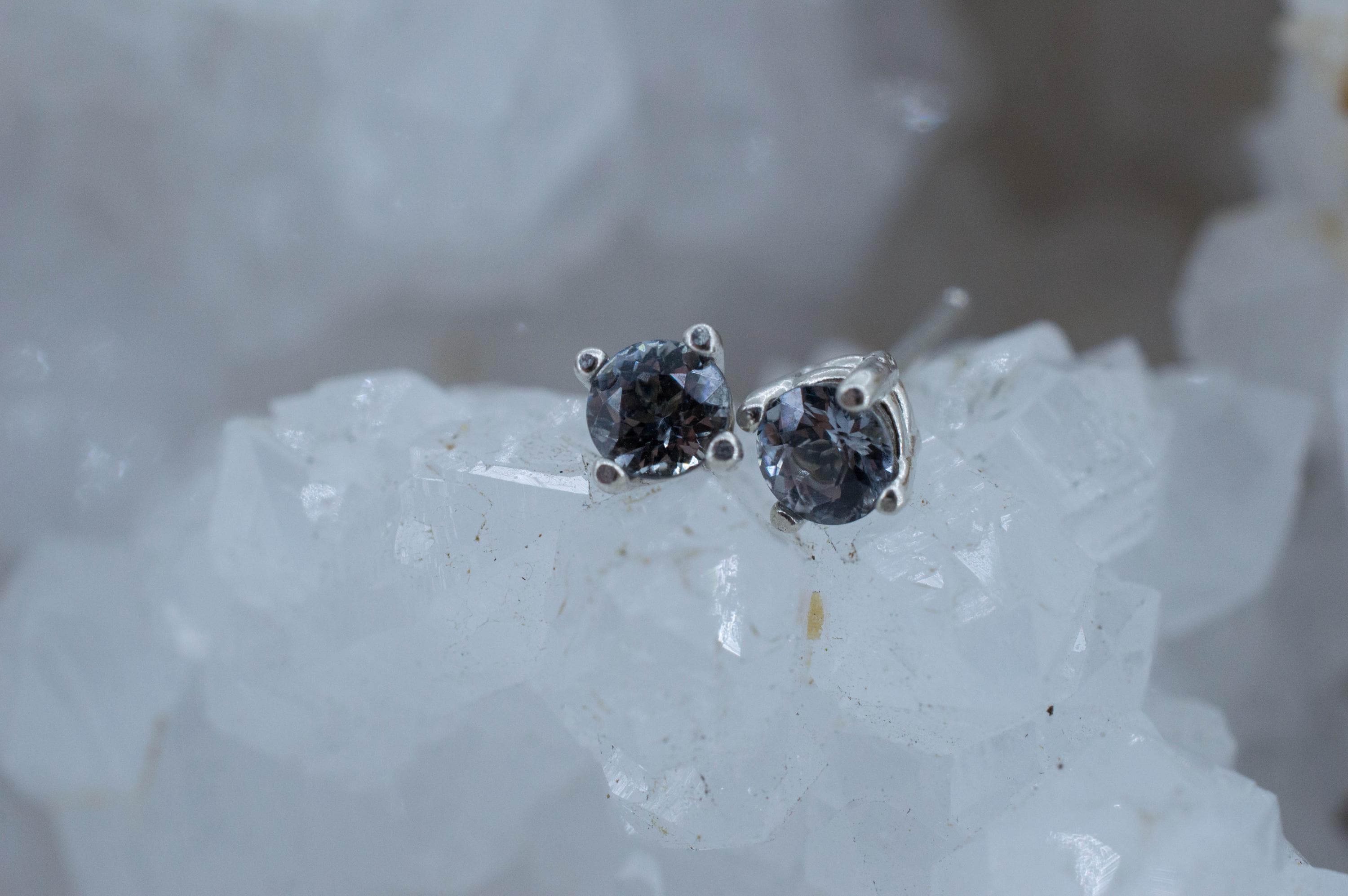 Gray Spinel Earrings; Natural Untreated Mozambique Spinel; 0.600cts