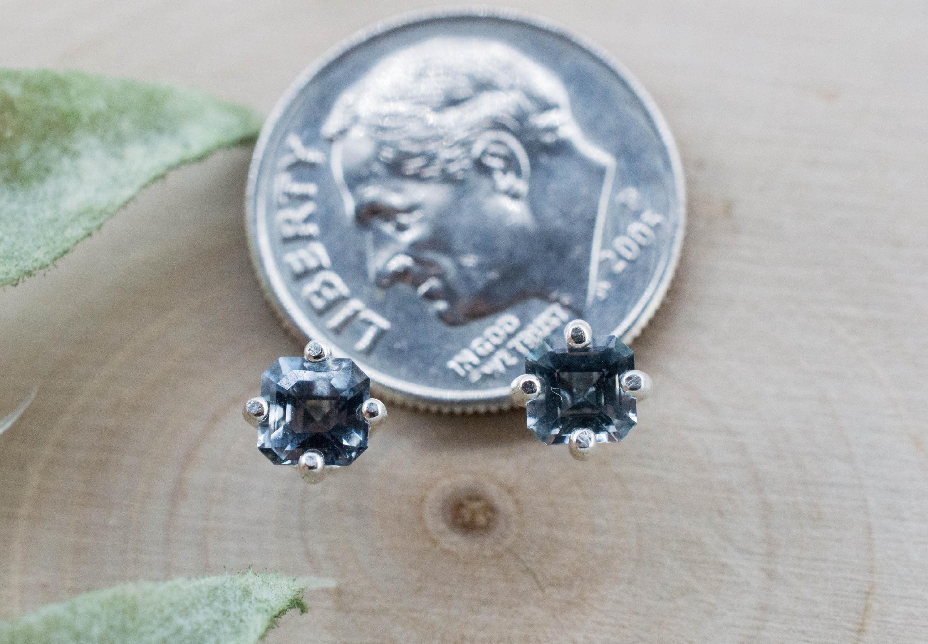 Gray Spinel Earrings; Natural Untreated Mozambique Spinel; 0.745cts