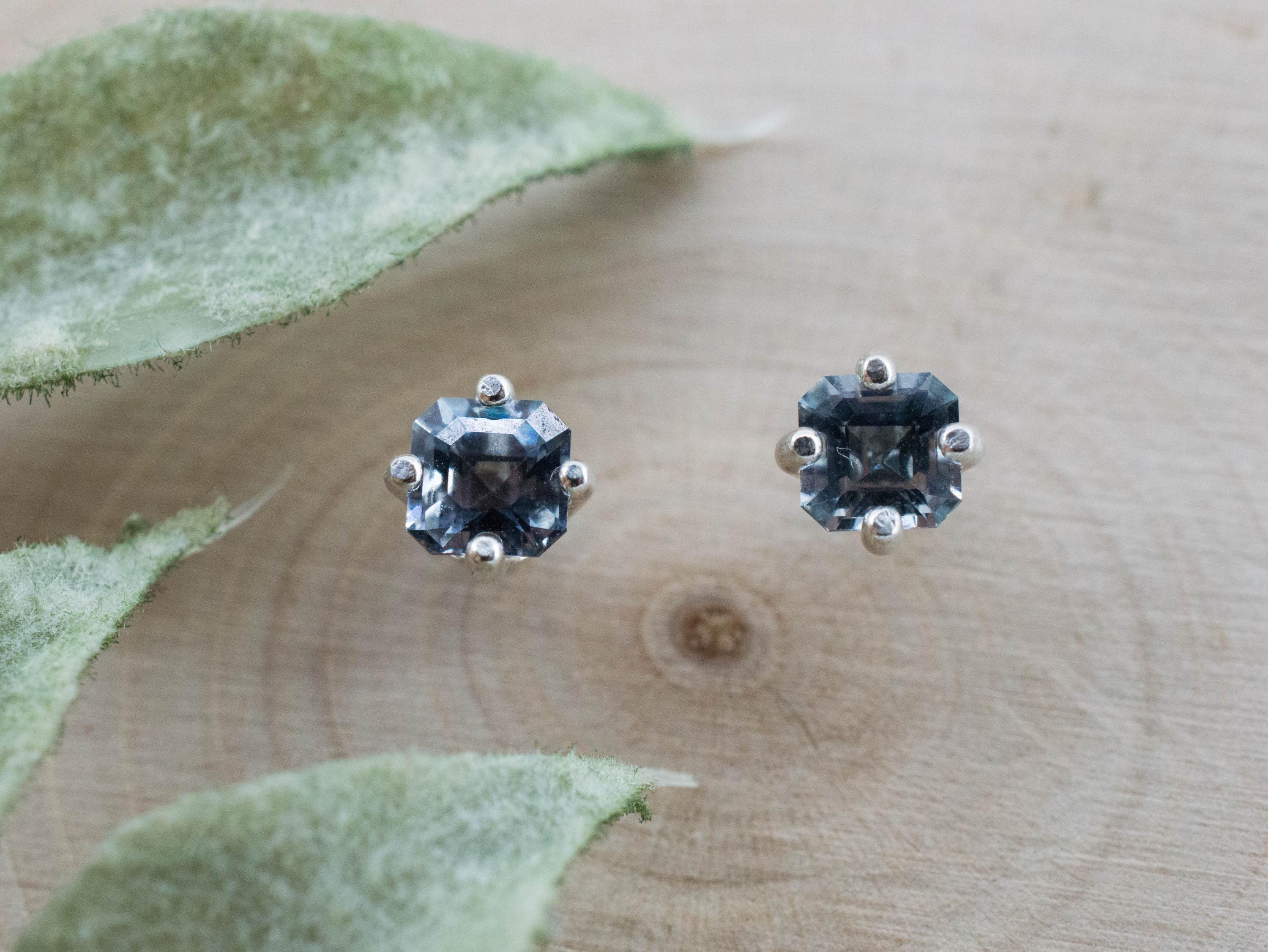 Gray Spinel Earrings; Natural Untreated Mozambique Spinel; 0.745cts