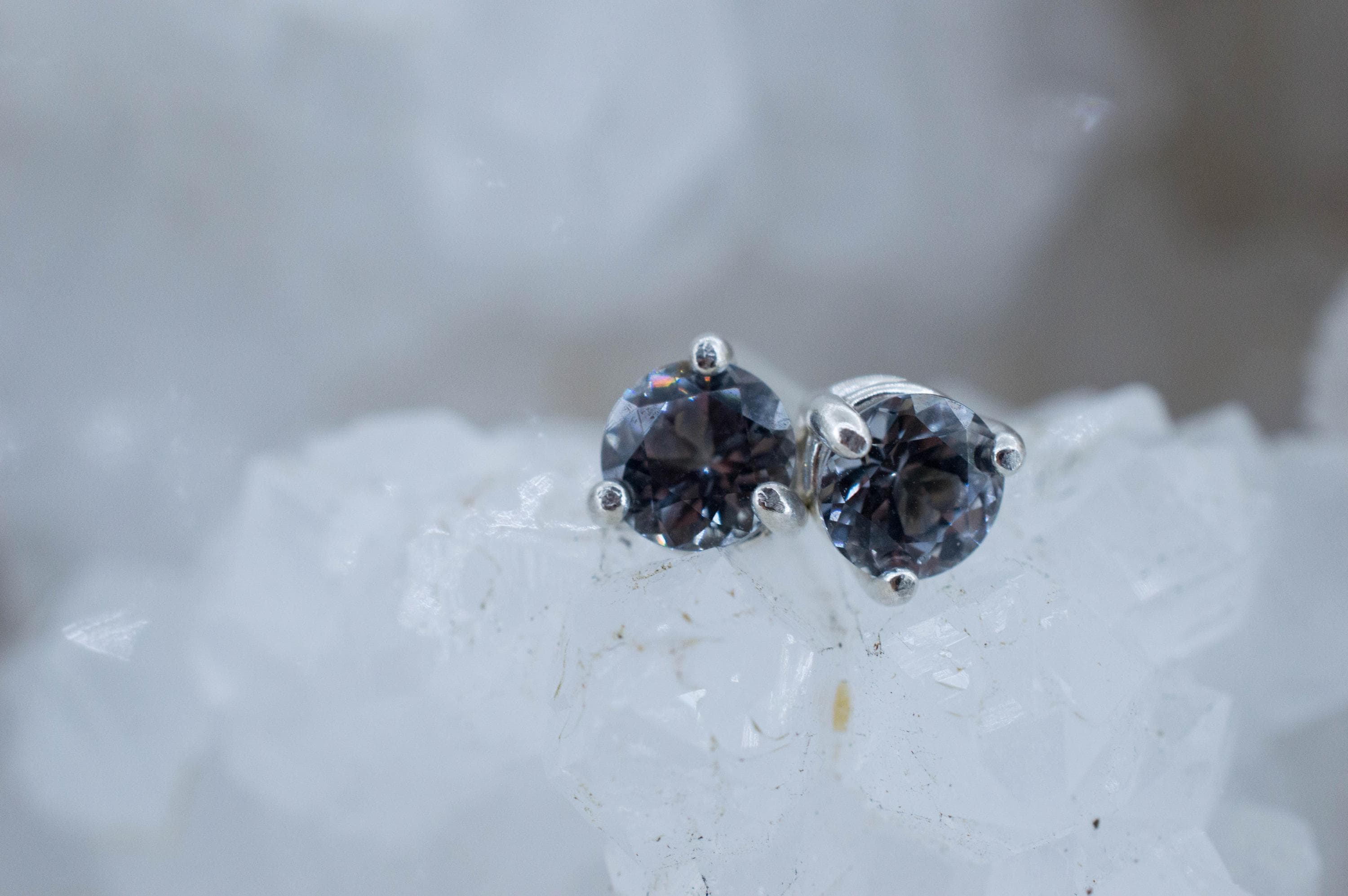 Gray Spinel Earrings; Natural Untreated Mozambique Spinel; 1.090cts
