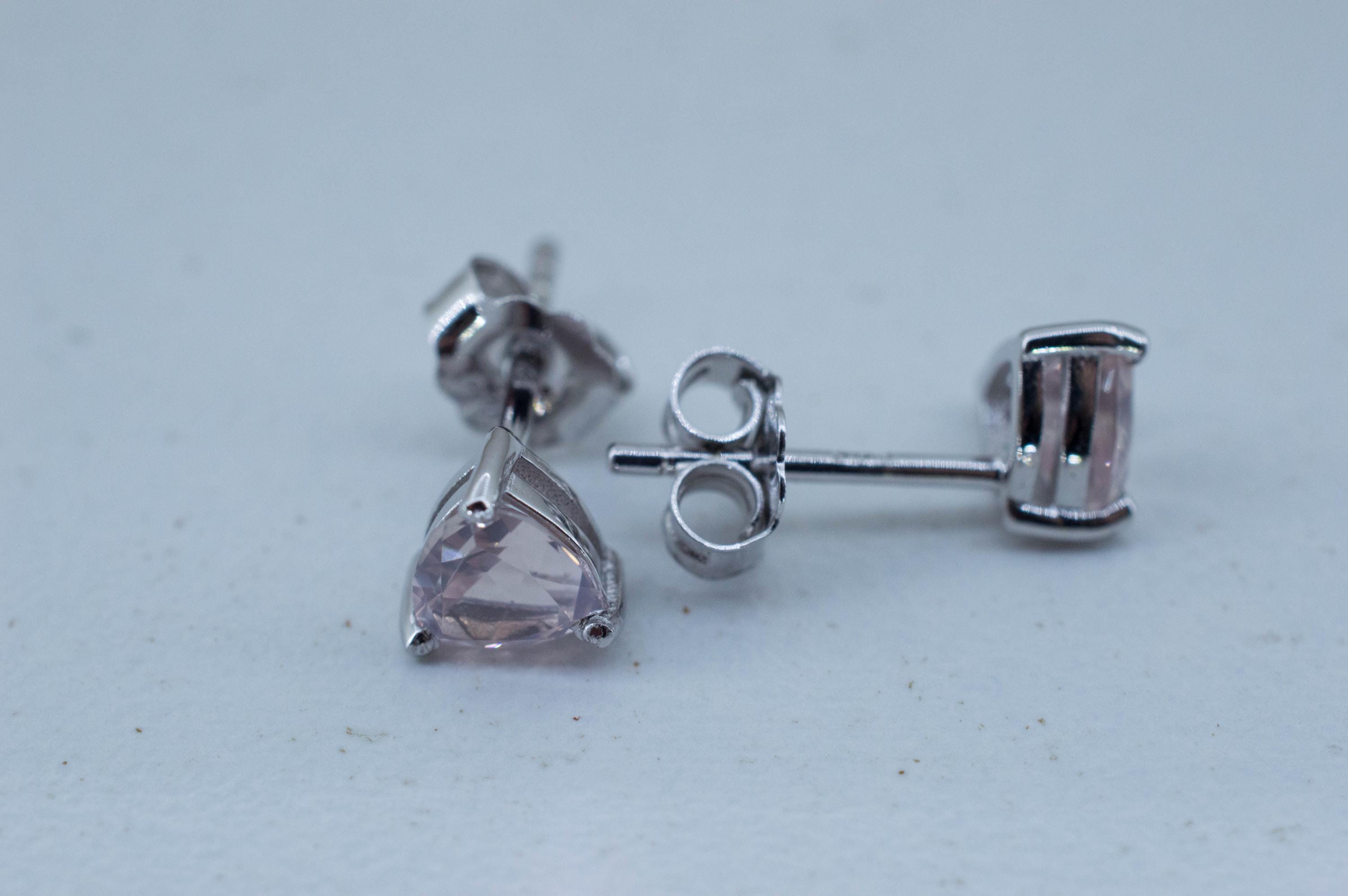 Rose Quartz Earrings; Natural Untreated Brazil Rose Quartz; 1.015cts - Mark Oliver Gems