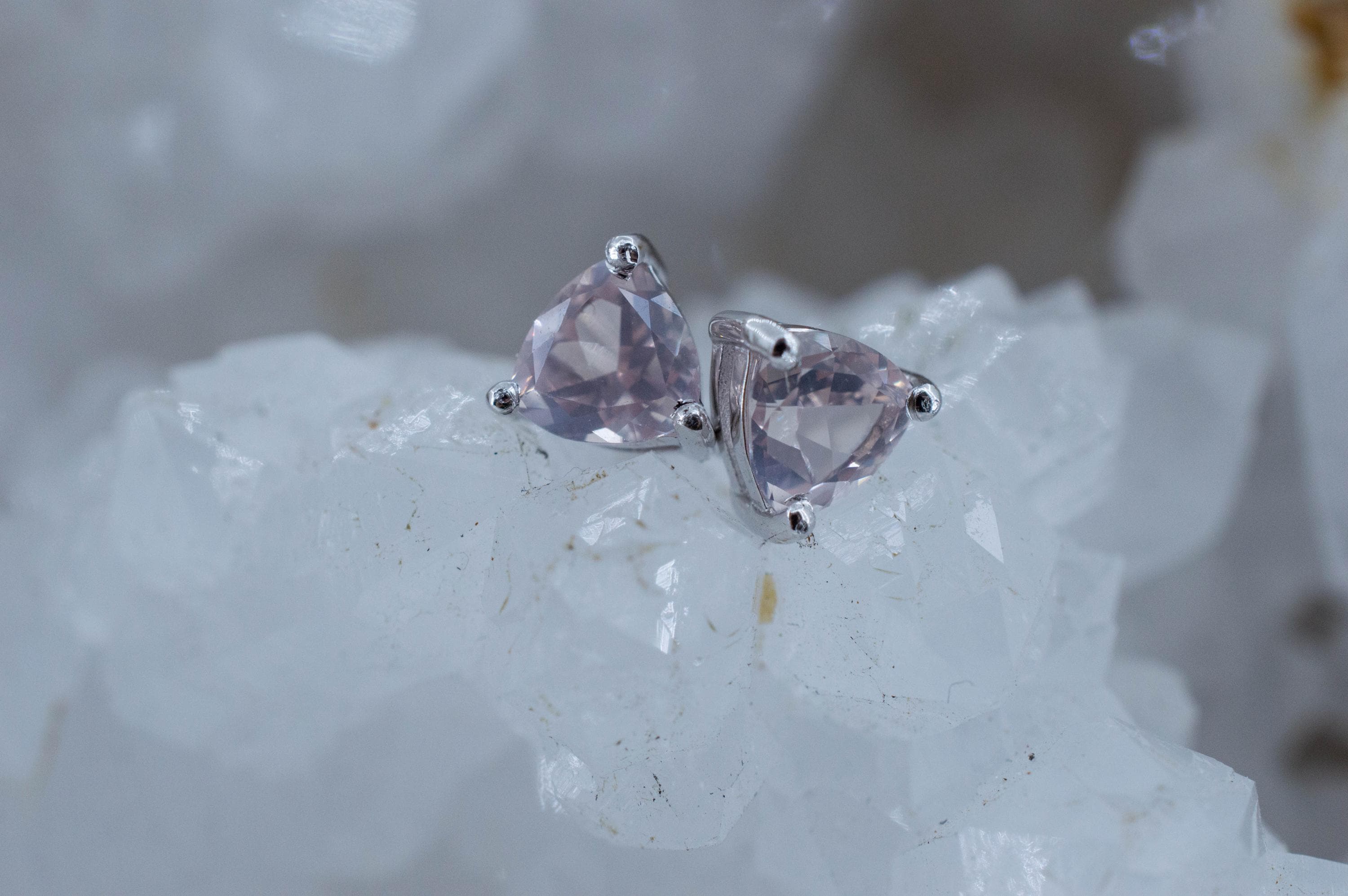 Rose Quartz Earrings; Natural Untreated Brazil Rose Quartz; 1.015cts - Mark Oliver Gems
