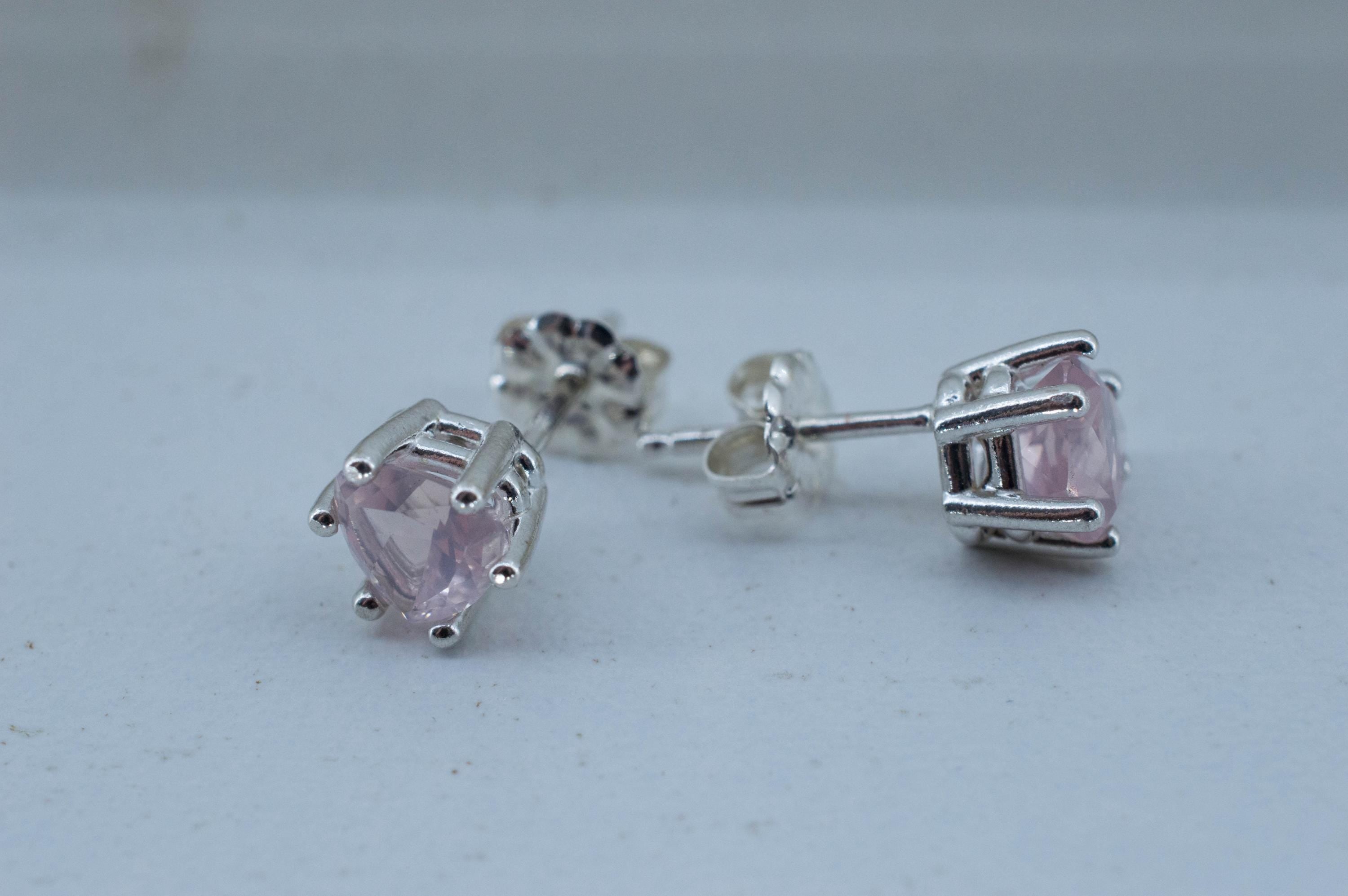 Rose Quartz Earrings; Natural Untreated Brazil Rose Quartz; 1.385cts - Mark Oliver Gems