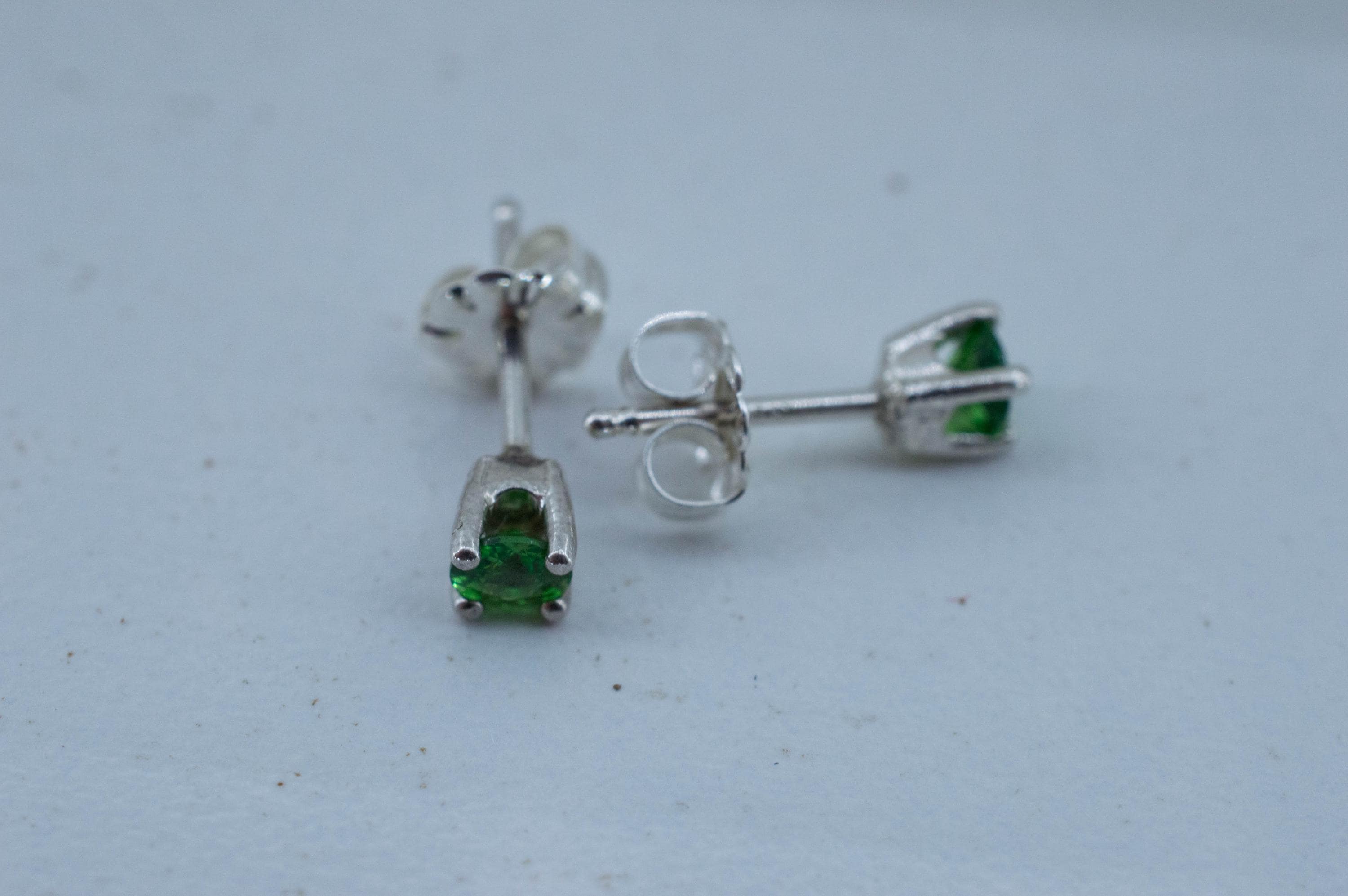 Tsavorite Garnet Earrings; Natural Untreated Kenya Green Garnet; 0.350cts - Mark Oliver Gems