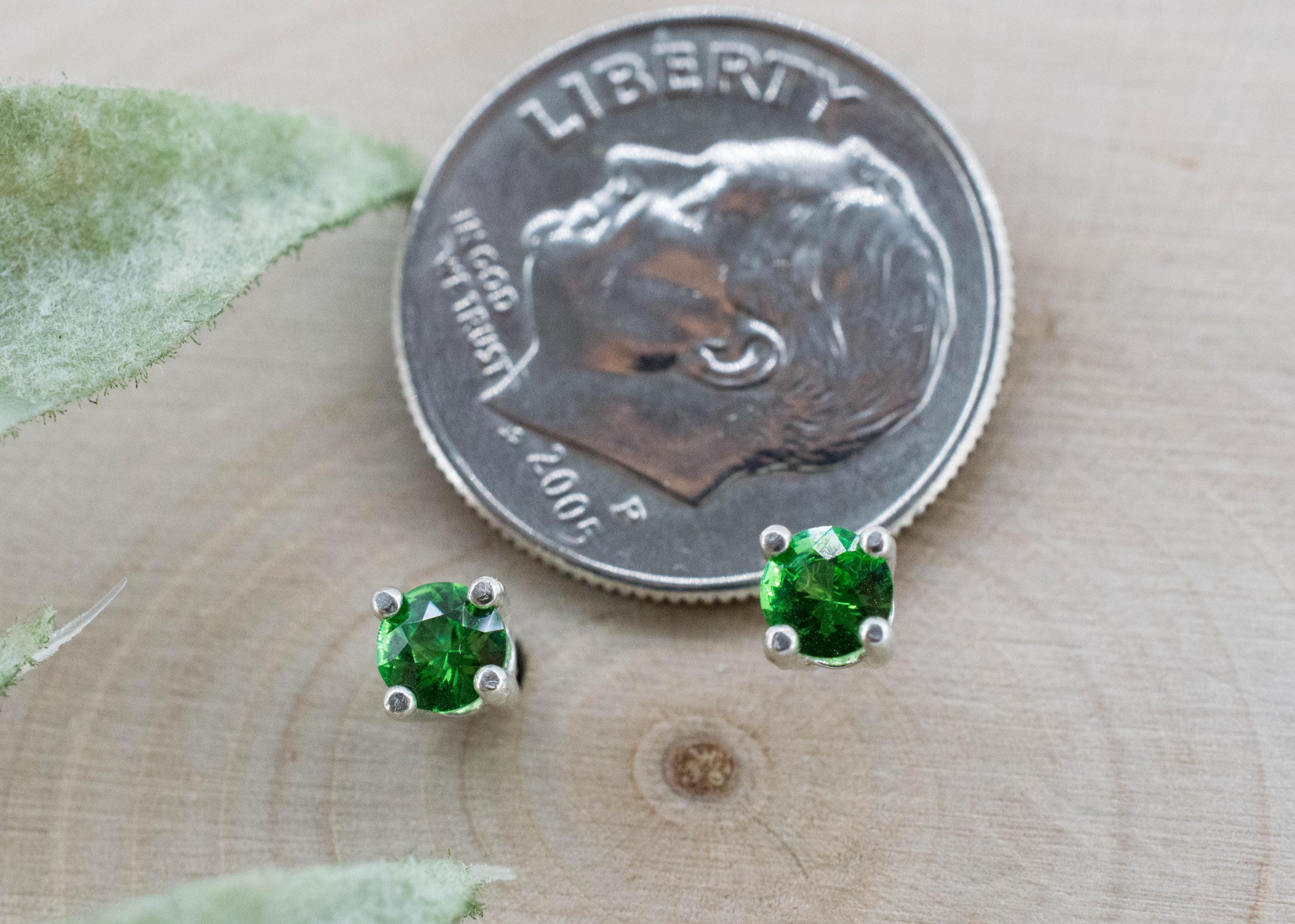 Tsavorite Garnet Earrings; Natural Untreated Kenya Green Garnet; 0.350cts - Mark Oliver Gems