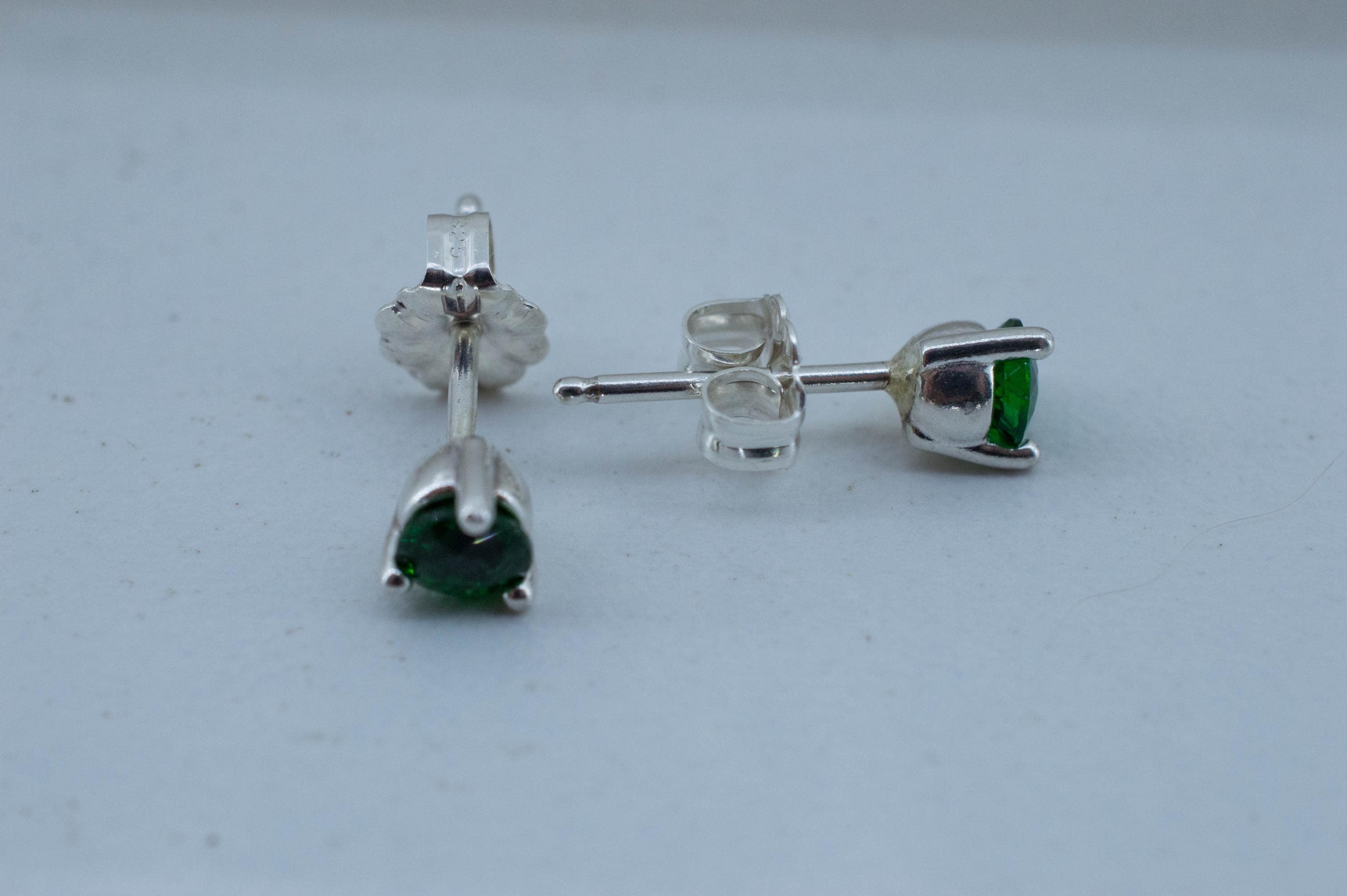 Tsavorite Garnet Earrings; Natural Untreated Kenya Green Garnet; 0.620cts - Mark Oliver Gems