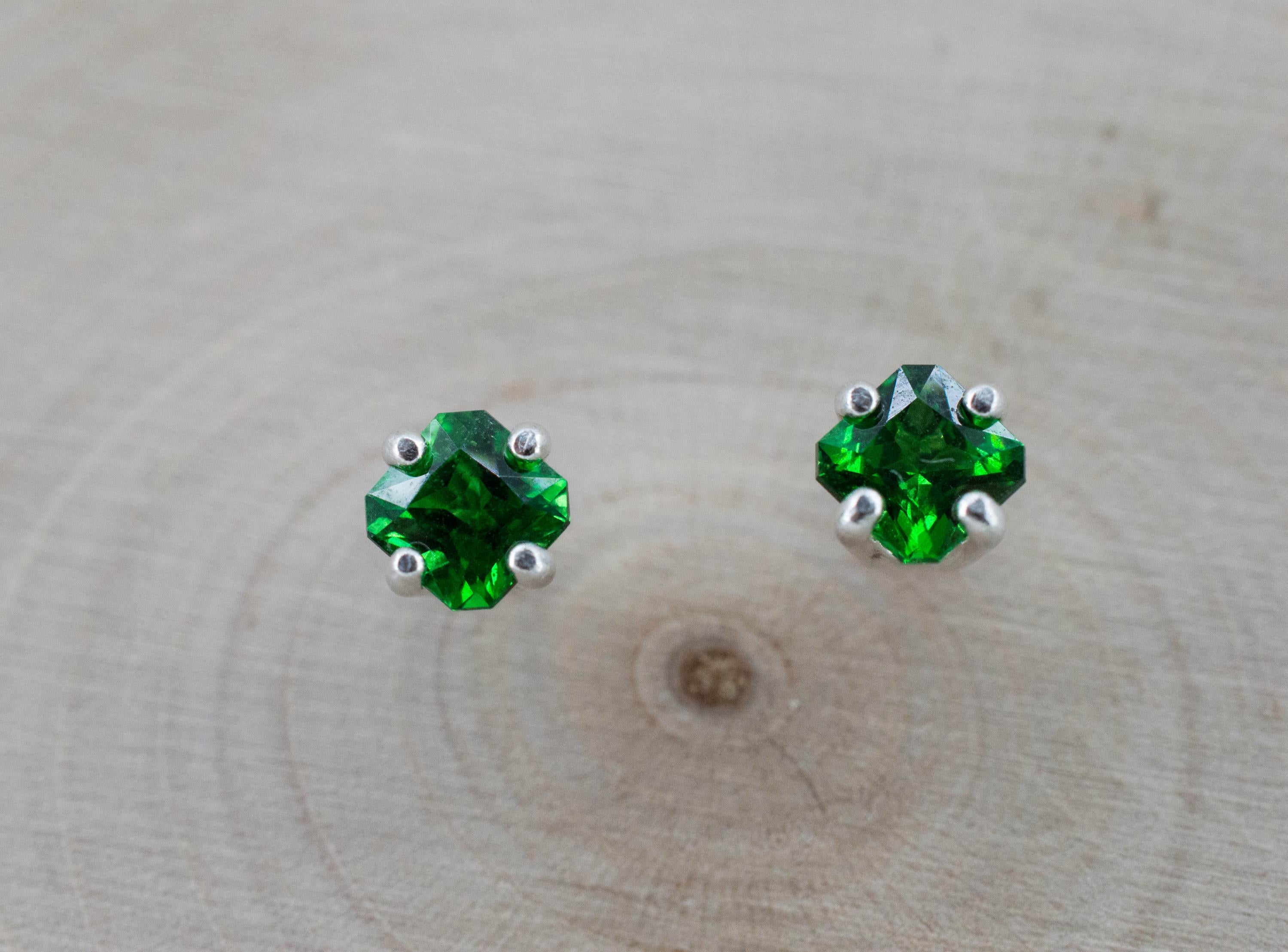 Tsavorite Garnet Earrings; Natural Untreated Kenya Green Garnet; 0.680cts - Mark Oliver Gems