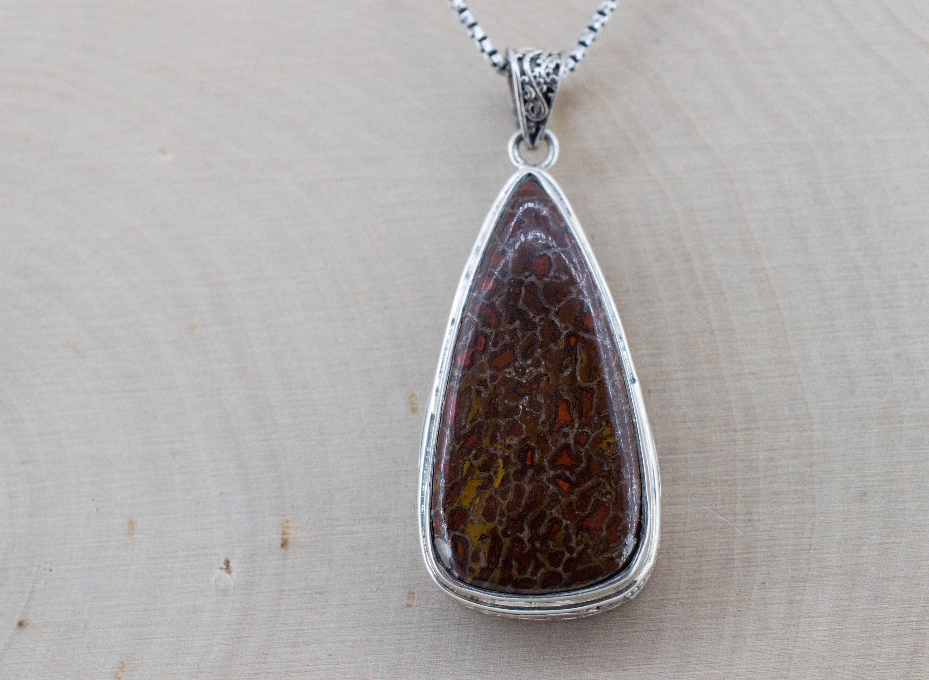 Dinosaur Bone Pendant; Natural Untreated Utah Dino Bone; 35x19mm