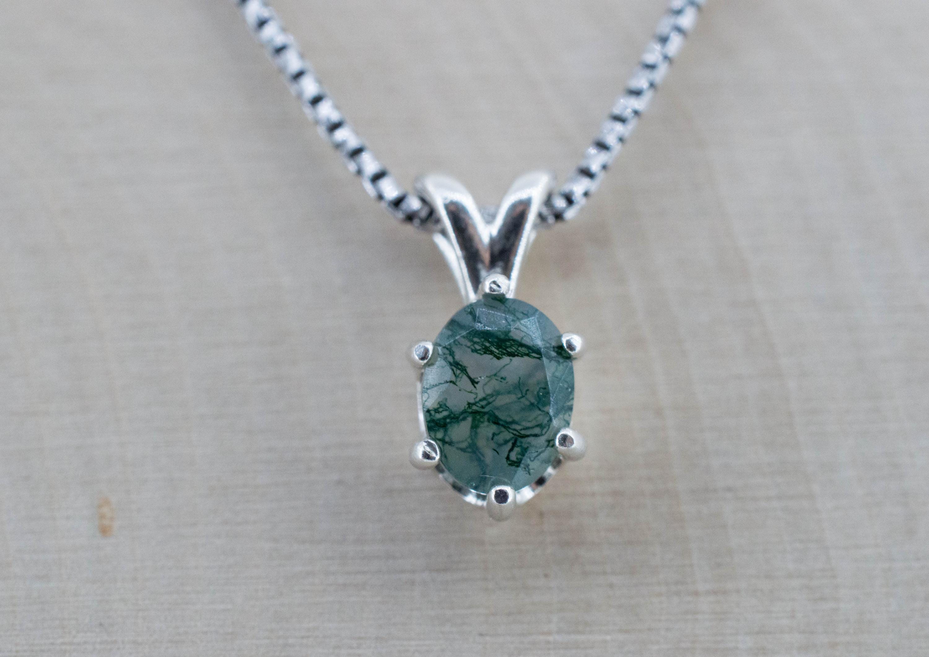 Green Moss Agate Pendant, Natural Untreated India Agate; 1.415cts