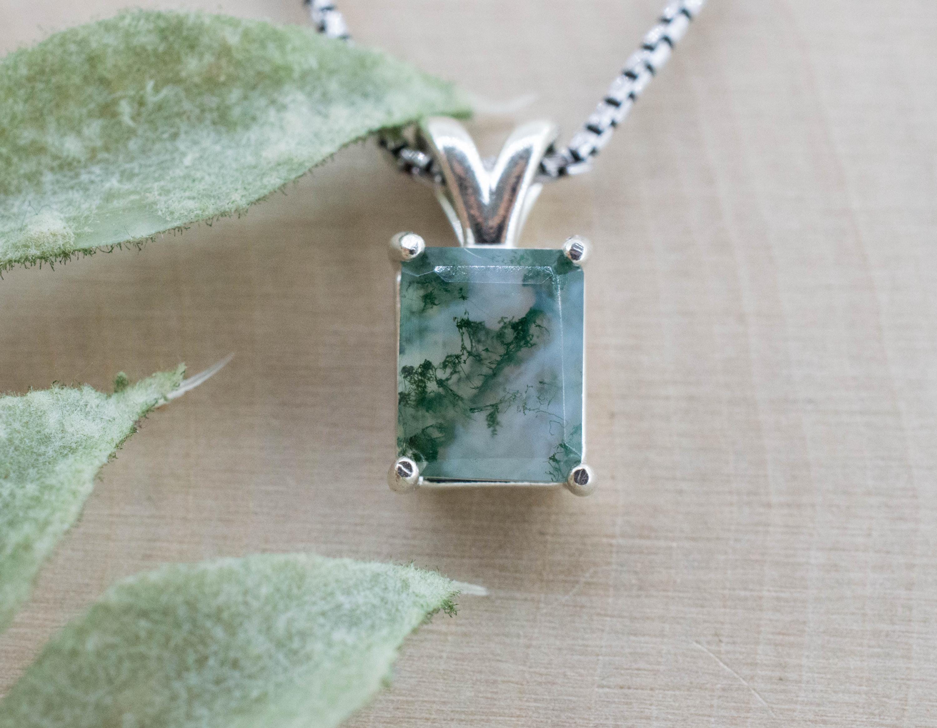 Green Moss Agate Pendant, Natural Untreated India Agate; 2.310cts