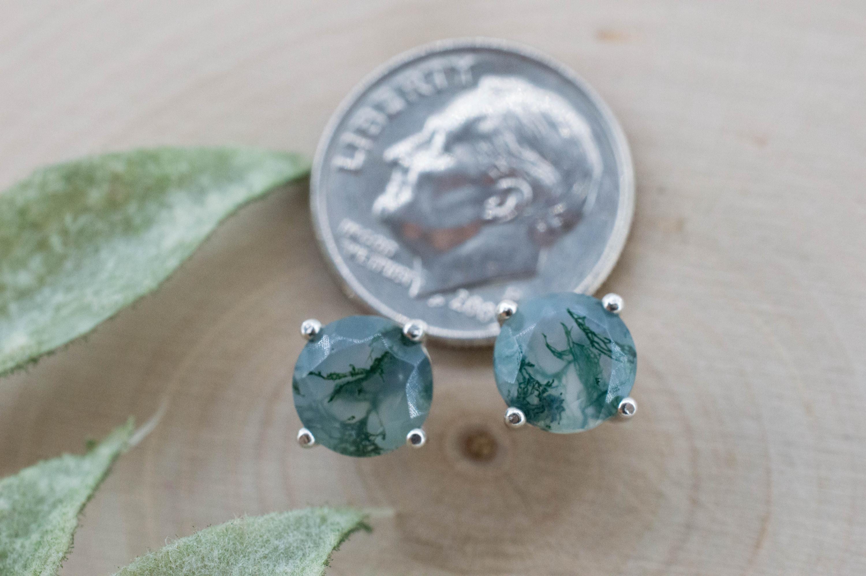 Green Moss Agate Earrings, Natural Untreated India Agate; 2.535cts