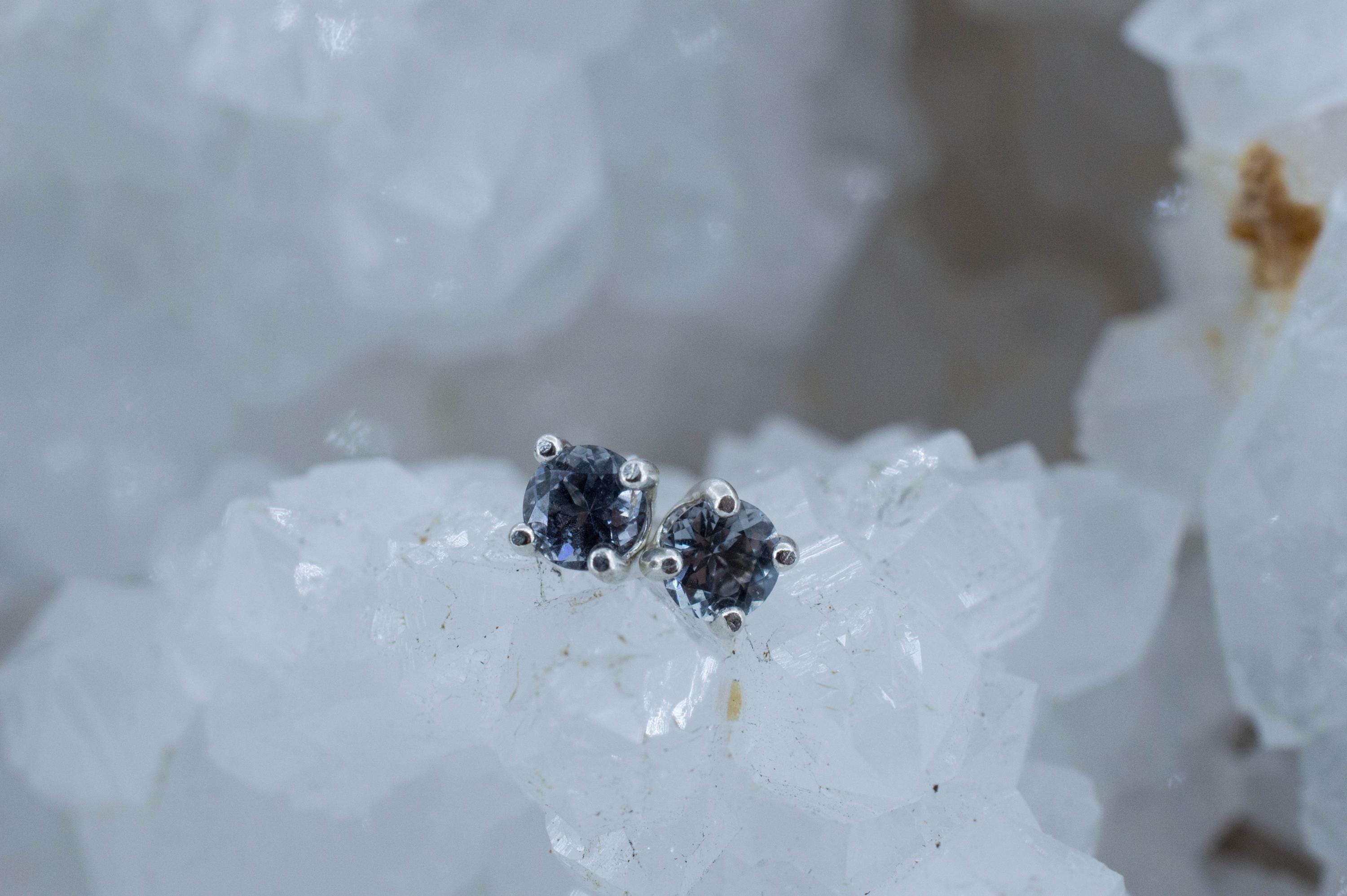 Gray Spinel Earrings; Natural Untreated Mozambique Spinel; 0.585cts
