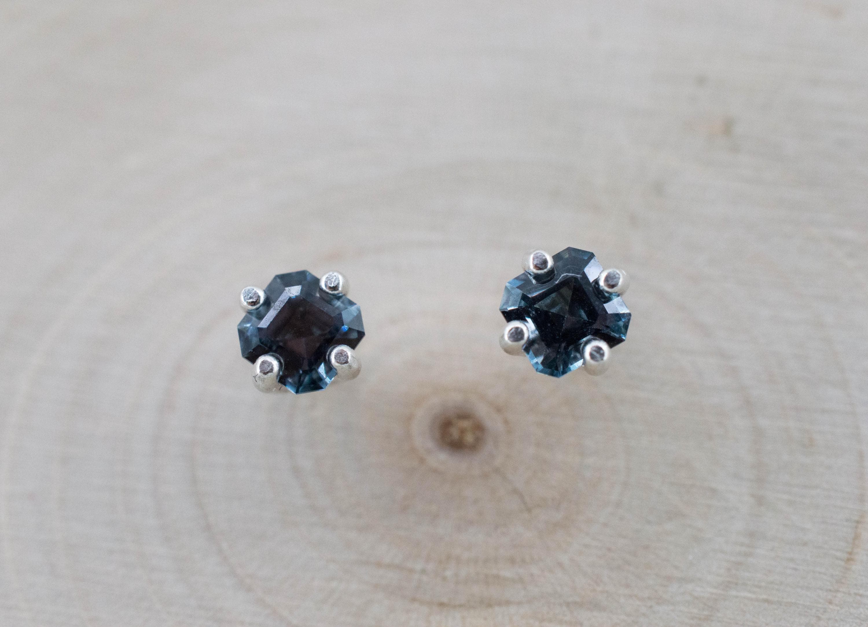 Gray Spinel Earrings; Natural Untreated Mozambique Spinel; 0.730cts