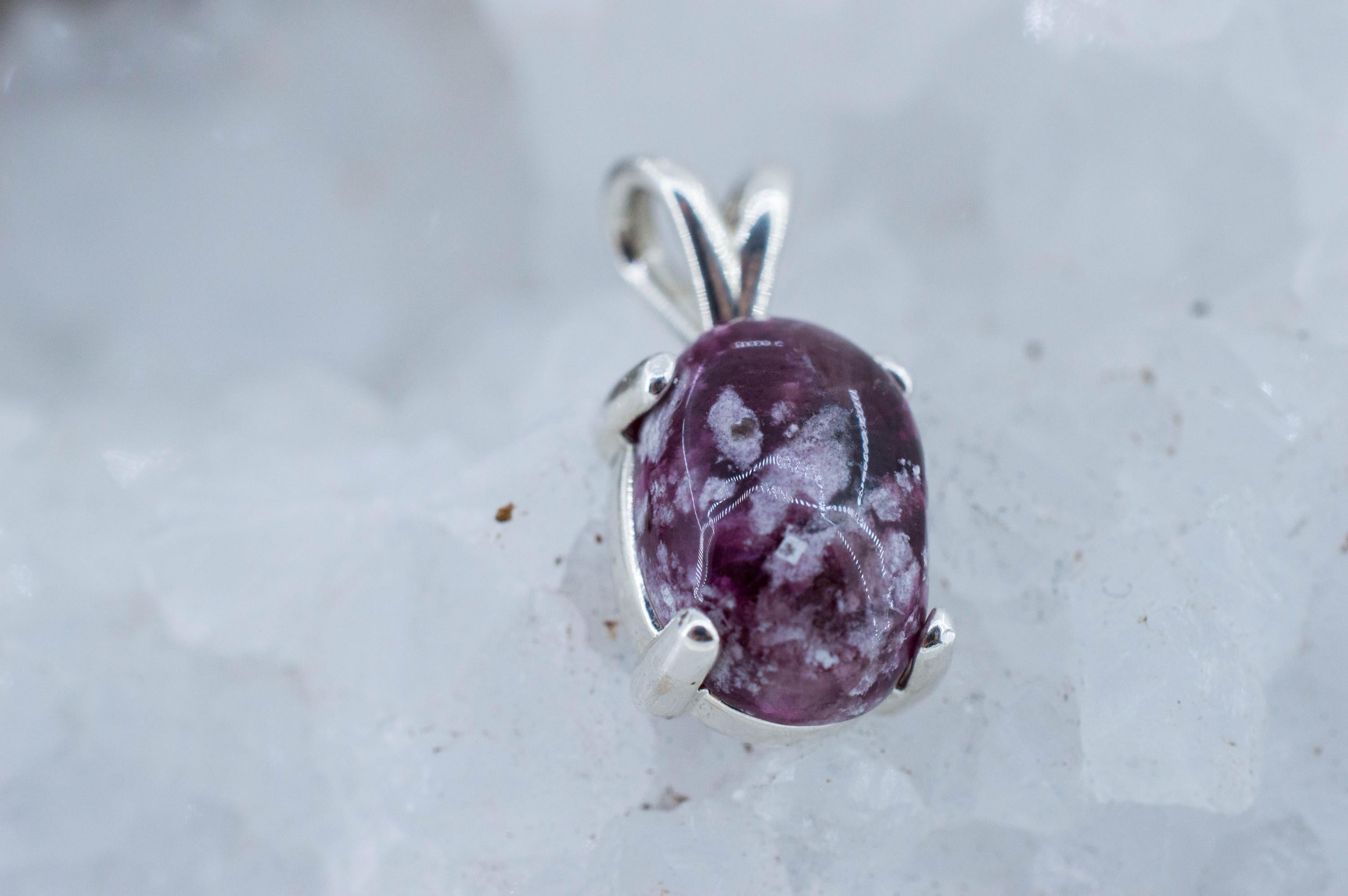Red Beryl Pendant; Natural Untreated USA Bixbite in Matrix; 4.565cts
