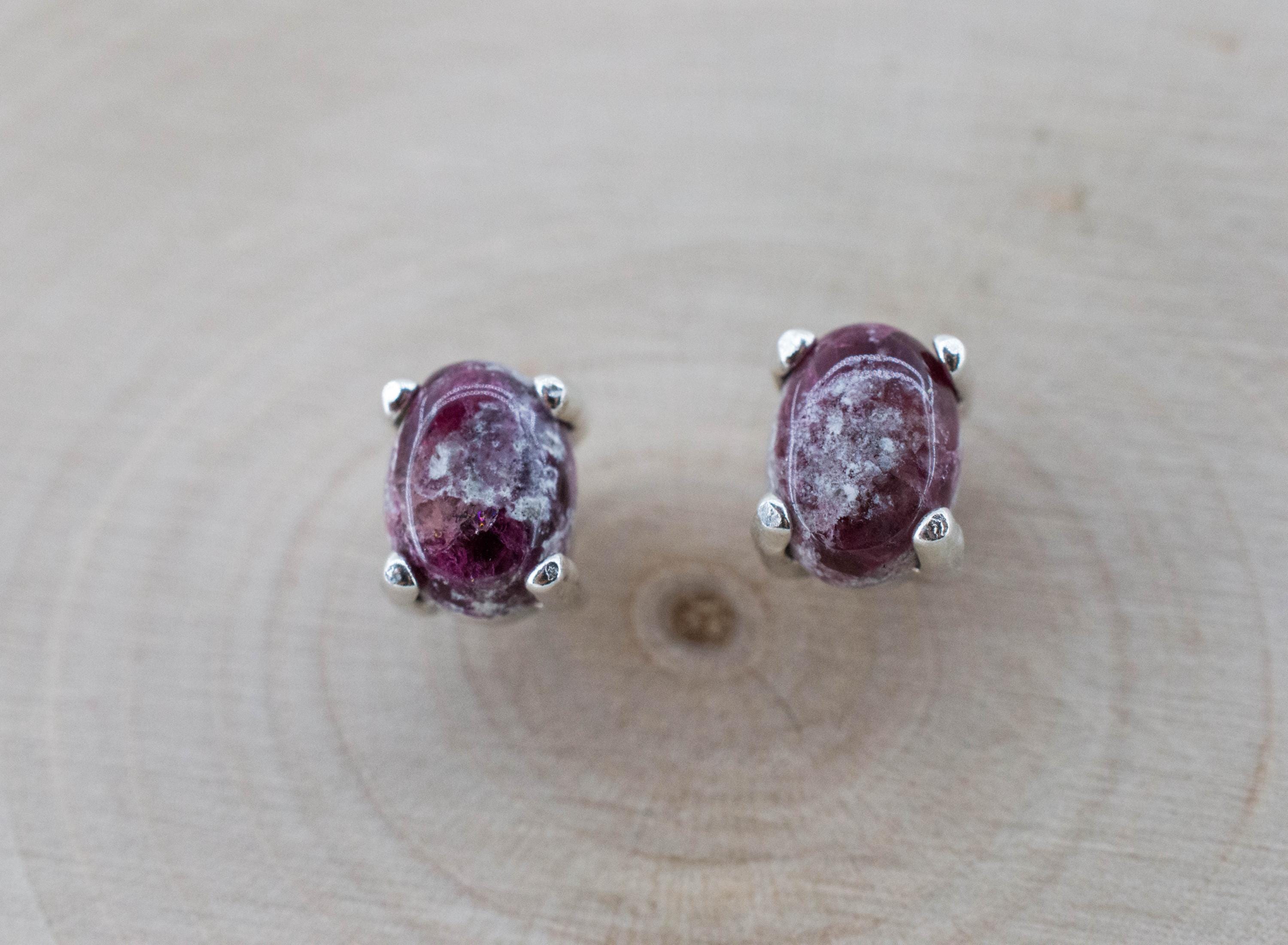Red Beryl Earrings; Natural Untreated USA Bixbite in Matrix; 1.535cts