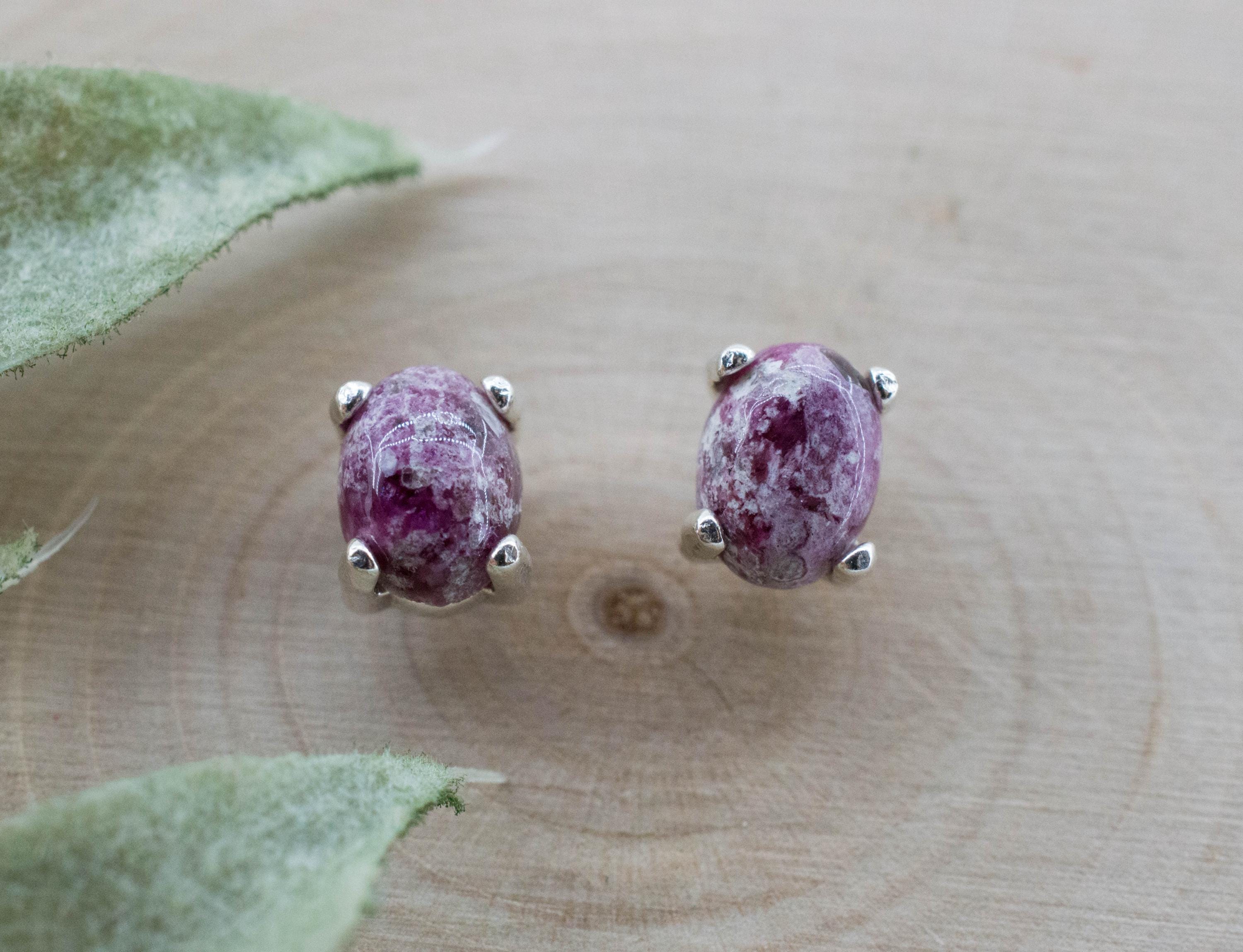 Red Beryl Earrings; Natural Untreated USA Bixbite in Matrix; 1.640cts
